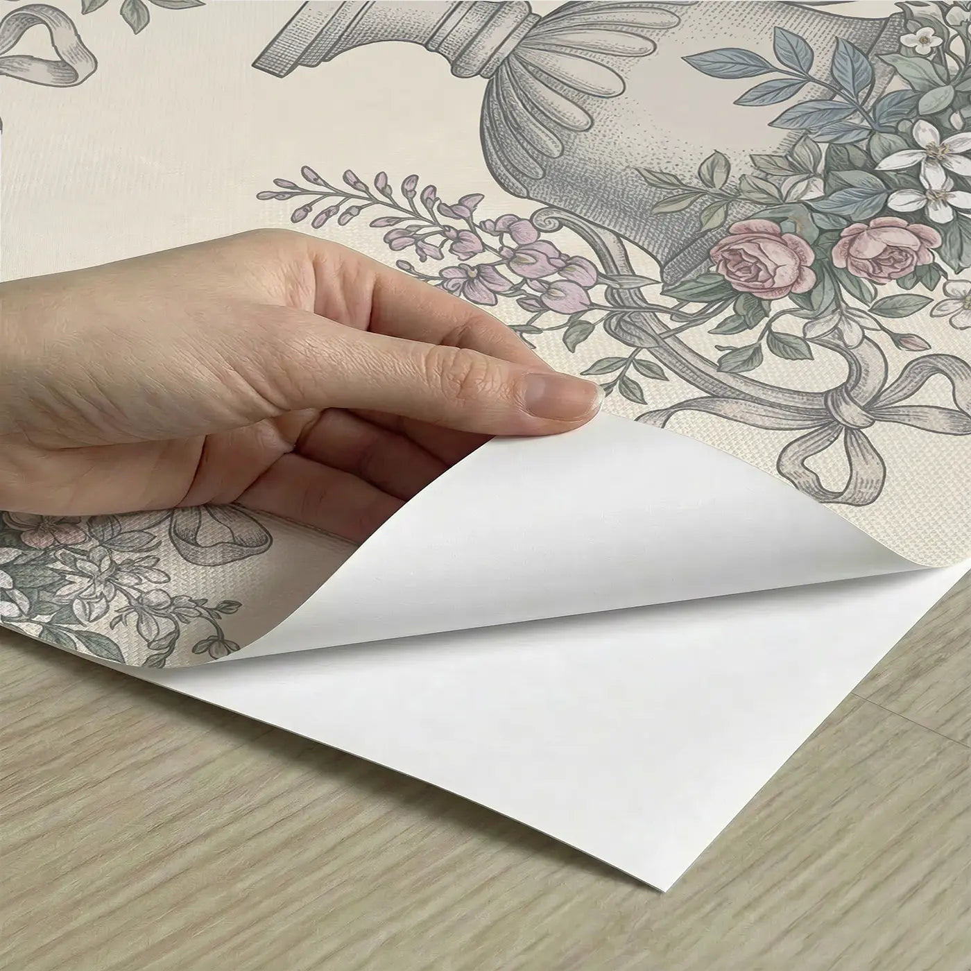 Bow-Topped Garden Botanical Elegance peel and stick material close-up - Whimsy Tots