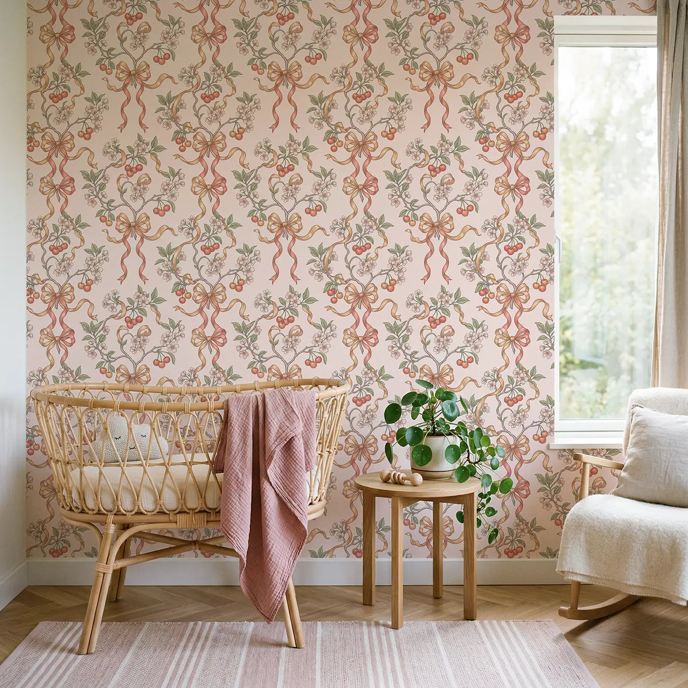 Cherry Branches Botanical Elegance wallpaper in Scandinavian nursery - Whimsy Tots