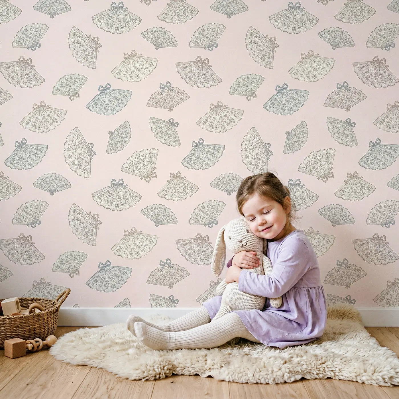 Lace Fan Botanical Elegance wallpaper in styled kids room - Whimsy Tots