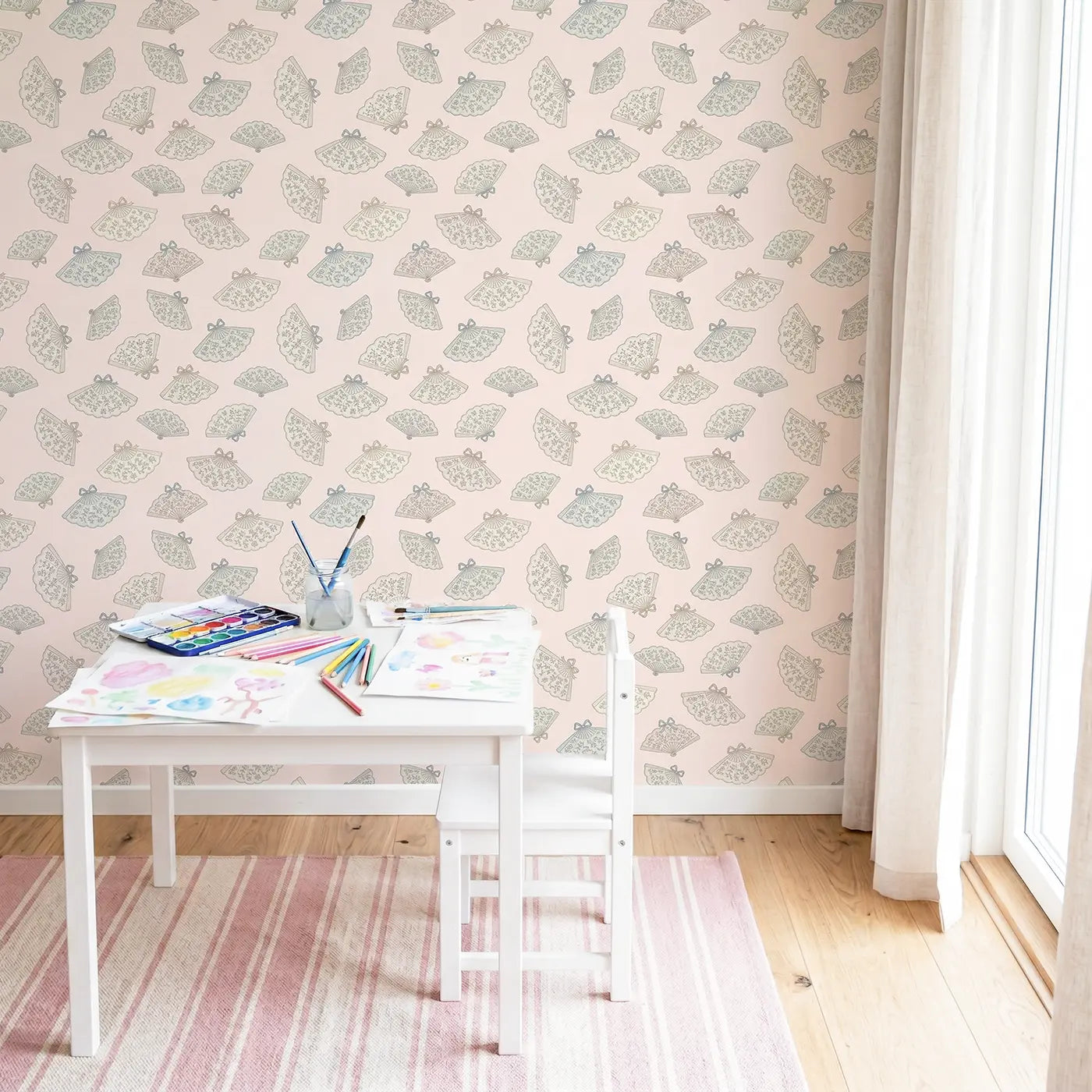 Lace Fan Botanical Elegance wallpaper in Scandinavian nursery - Whimsy Tots