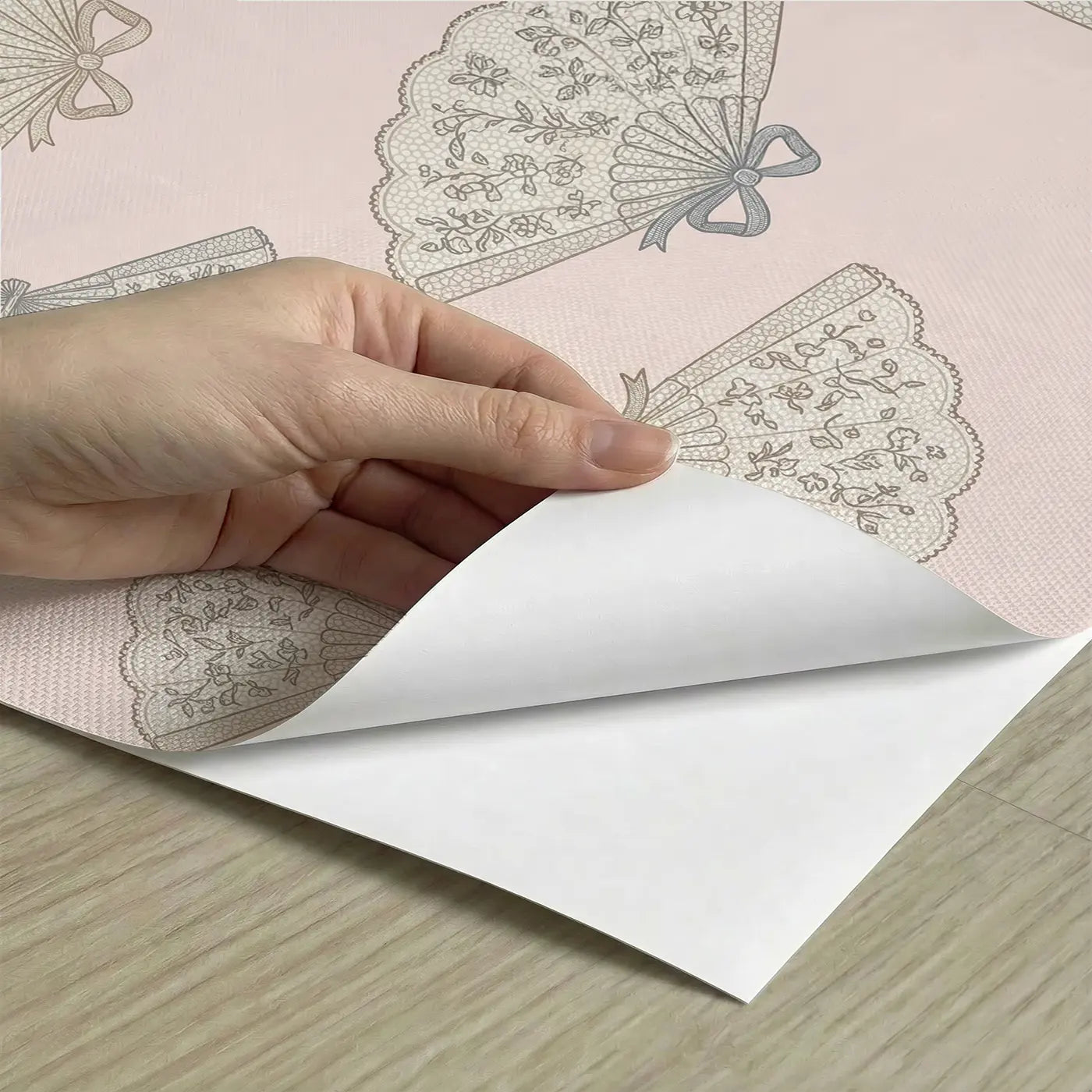 Lace Fan Botanical Elegance peel and stick material close-up - Whimsy Tots