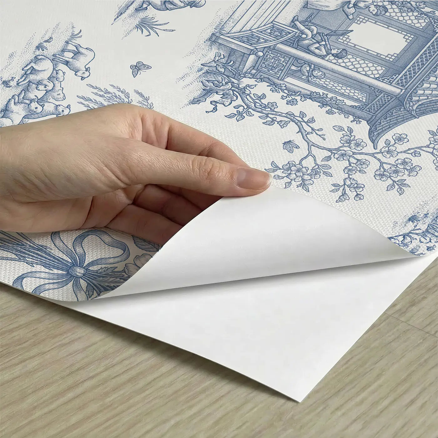 Pastoral Ribbon-Wrapped Botanical Elegance peel and stick material close-up - Whimsy Tots