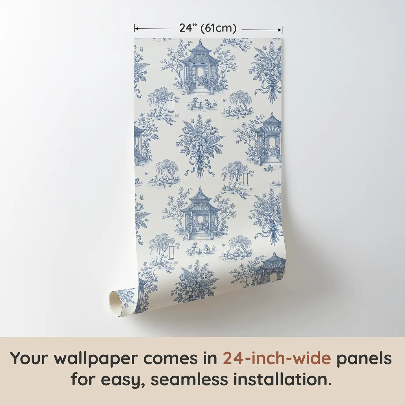 Pastoral Ribbon-Wrapped Botanical Elegance wallpaper panel dimensions - Whimsy Tots