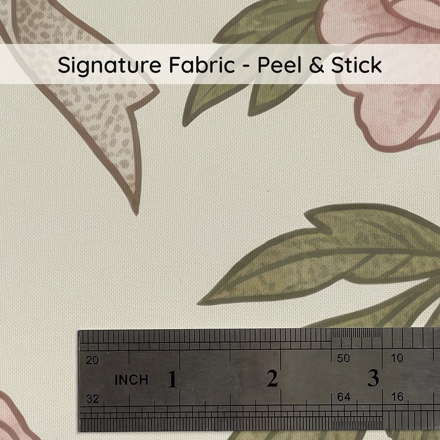Peony Ribbon Botanical Elegance on peel and stick fabric - Whimsy Tots