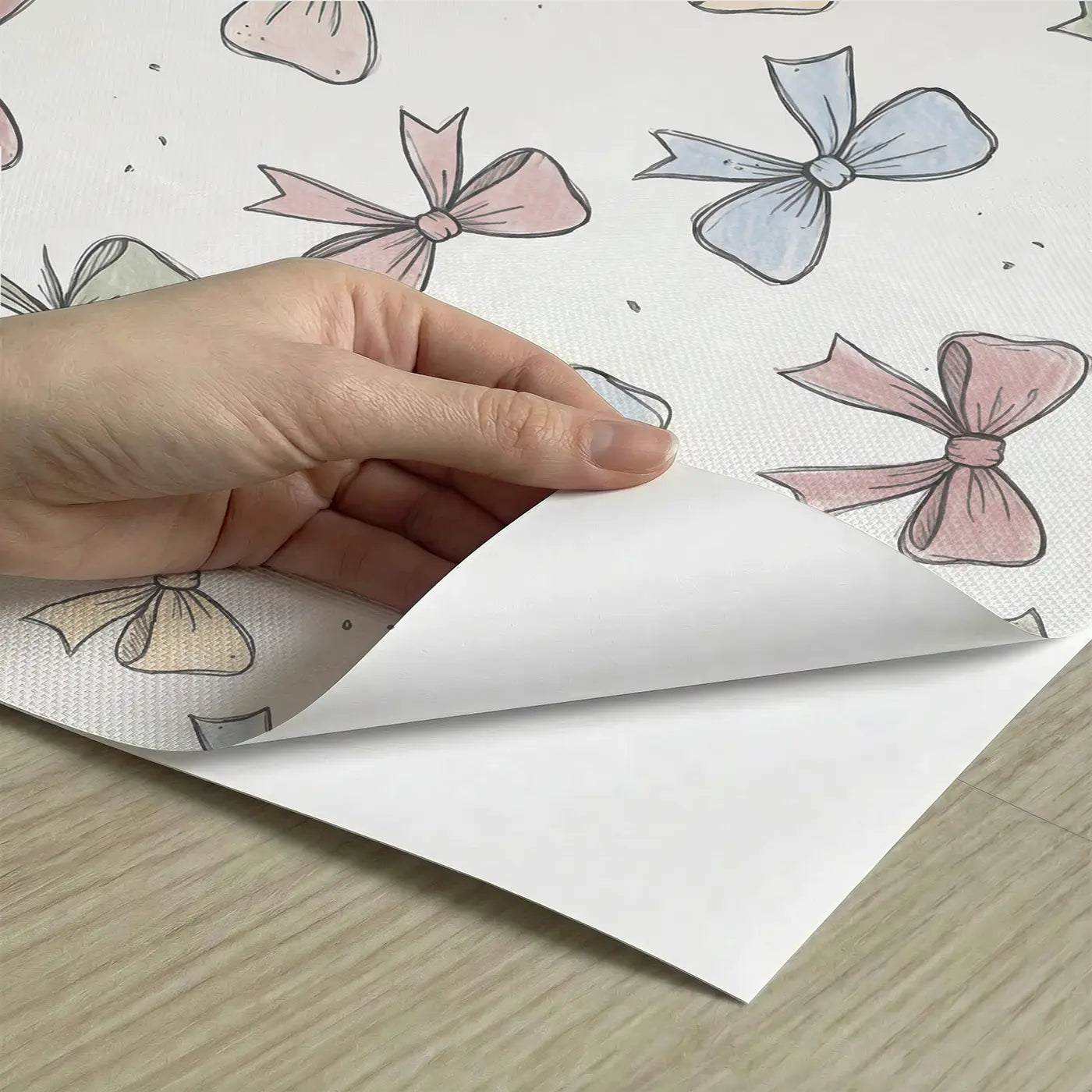 Simple Bows Ink Hand-Drawn peel and stick material close-up - Whimsy Tots