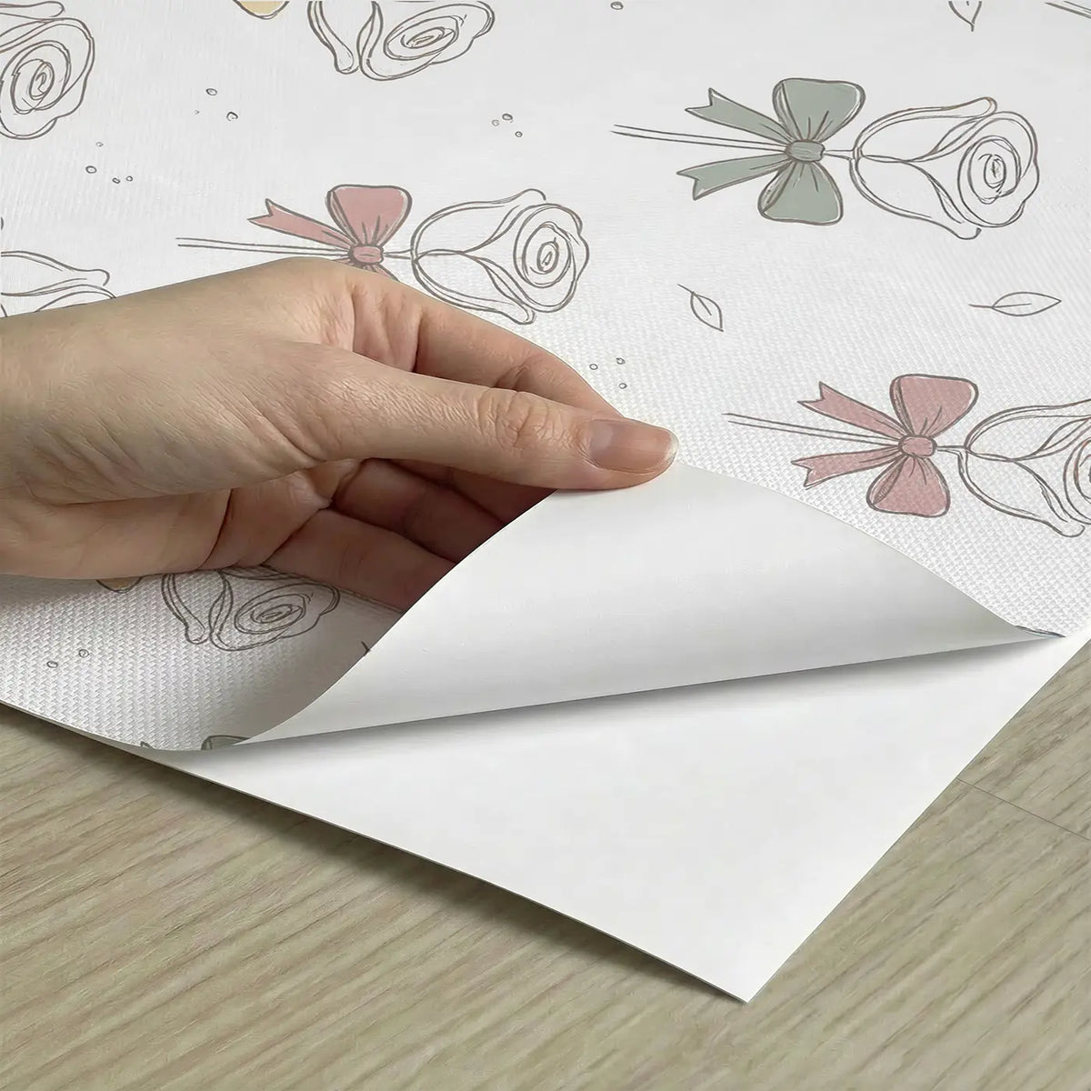 Simple Sketch-Style Roses Hand-Drawn peel and stick material close-up - Whimsy Tots
