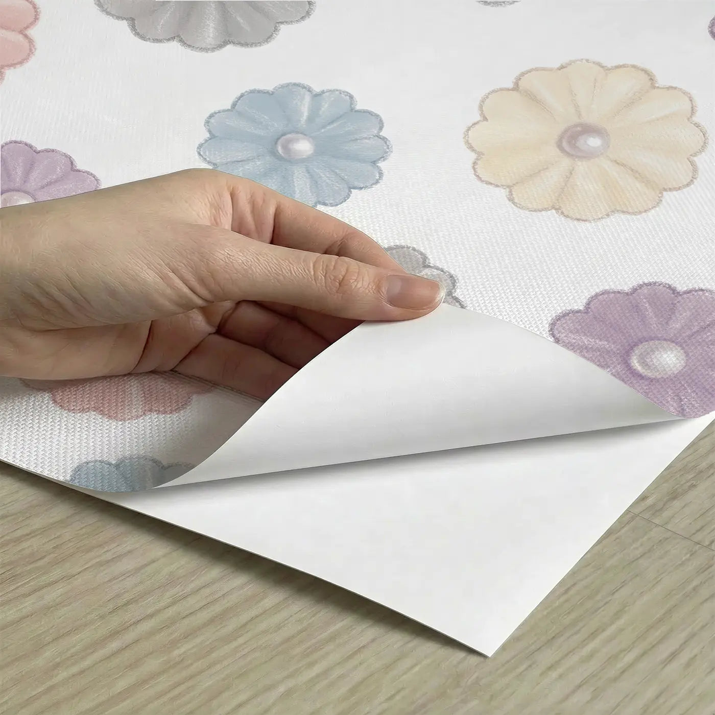 Chalk-Drawn Ribbon Soft Pastel peel and stick material close-up - Whimsy Tots