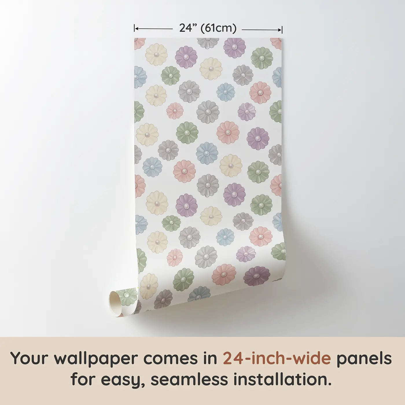 Chalk-Drawn Ribbon Soft Pastel wallpaper panel dimensions - Whimsy Tots