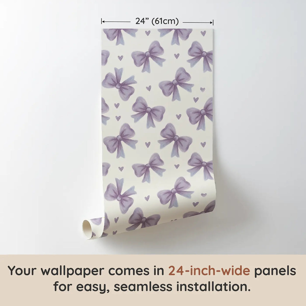 Oversized Bows Soft Pastel wallpaper panel dimensions - Whimsy Tots