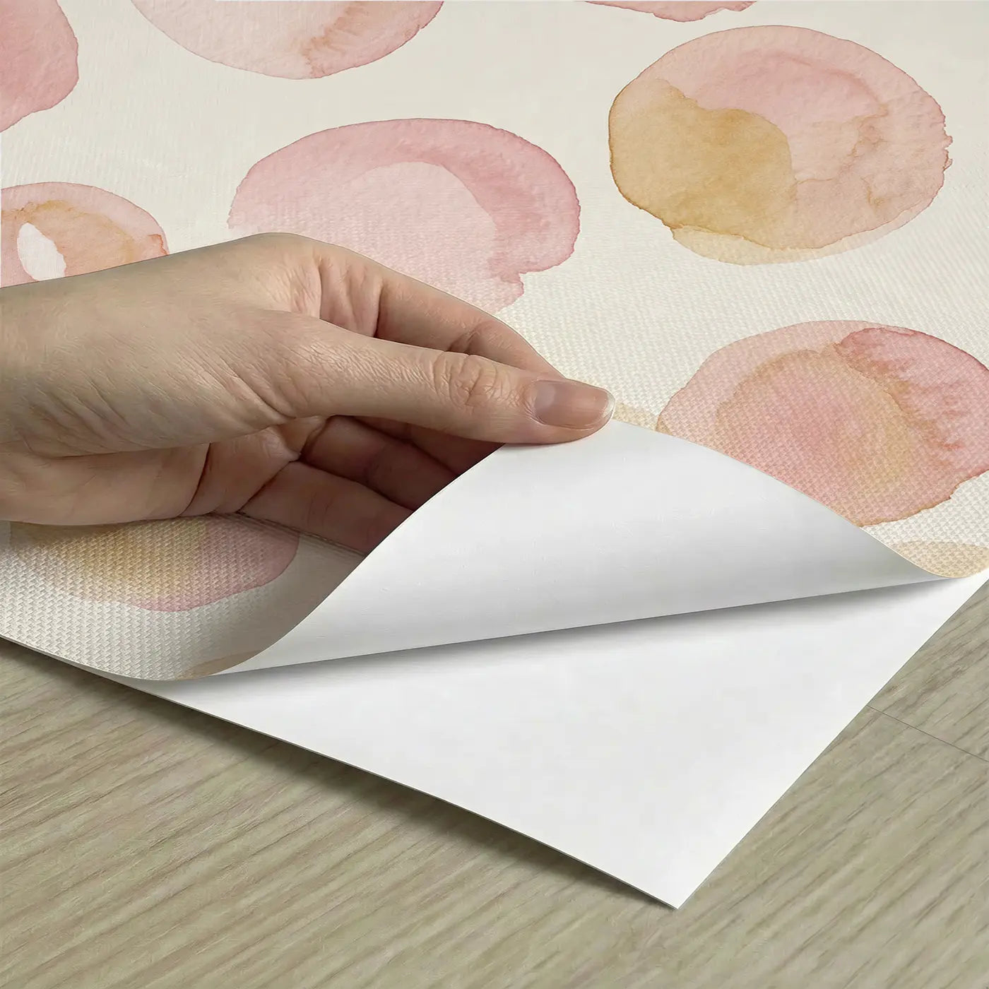 Oversized Dots Watercolor peel and stick material close-up - Whimsy Tots