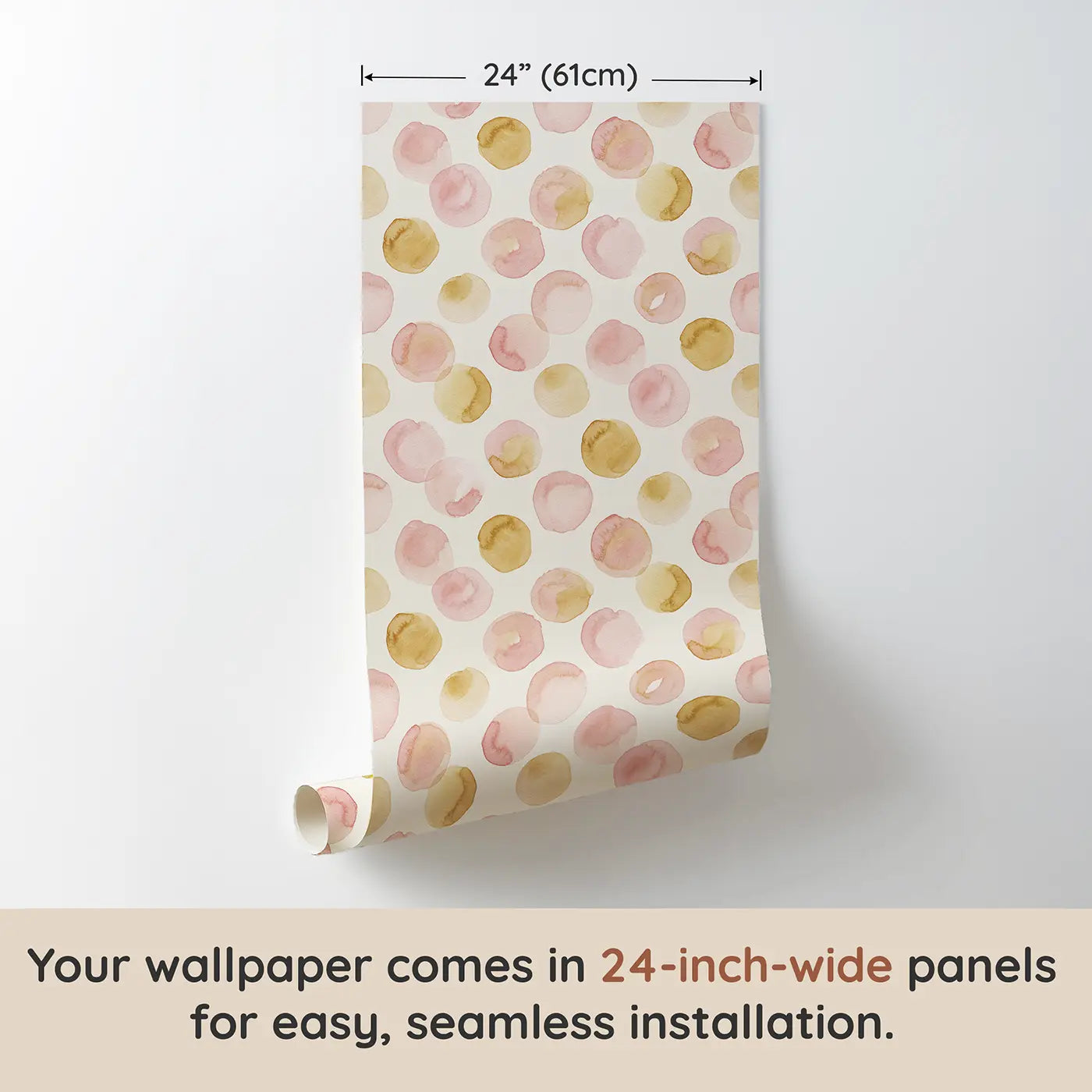 Oversized Dots Watercolor wallpaper panel dimensions - Whimsy Tots