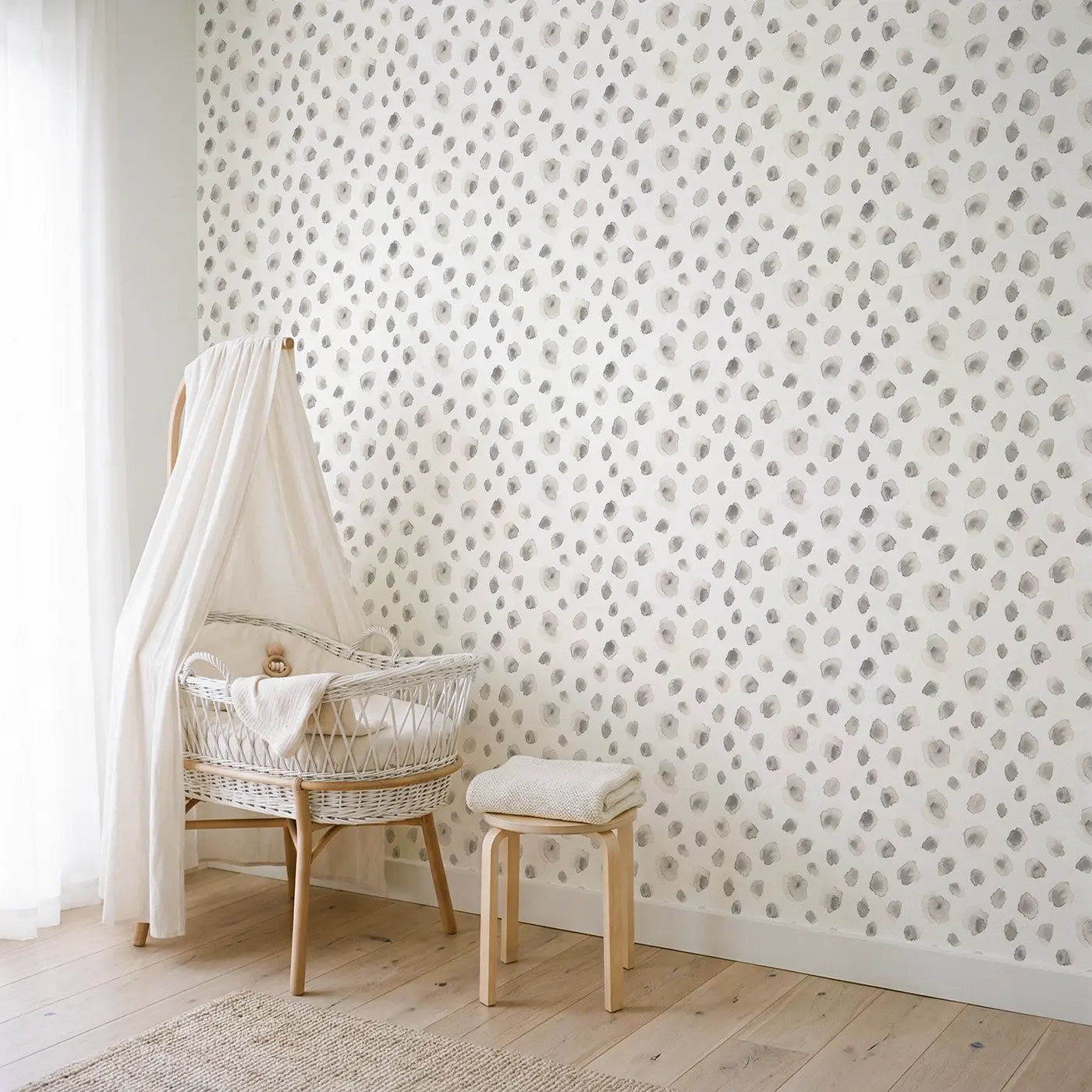 Dalmatian Spot Watercolor wallpaper in Scandinavian nursery - Whimsy Tots
