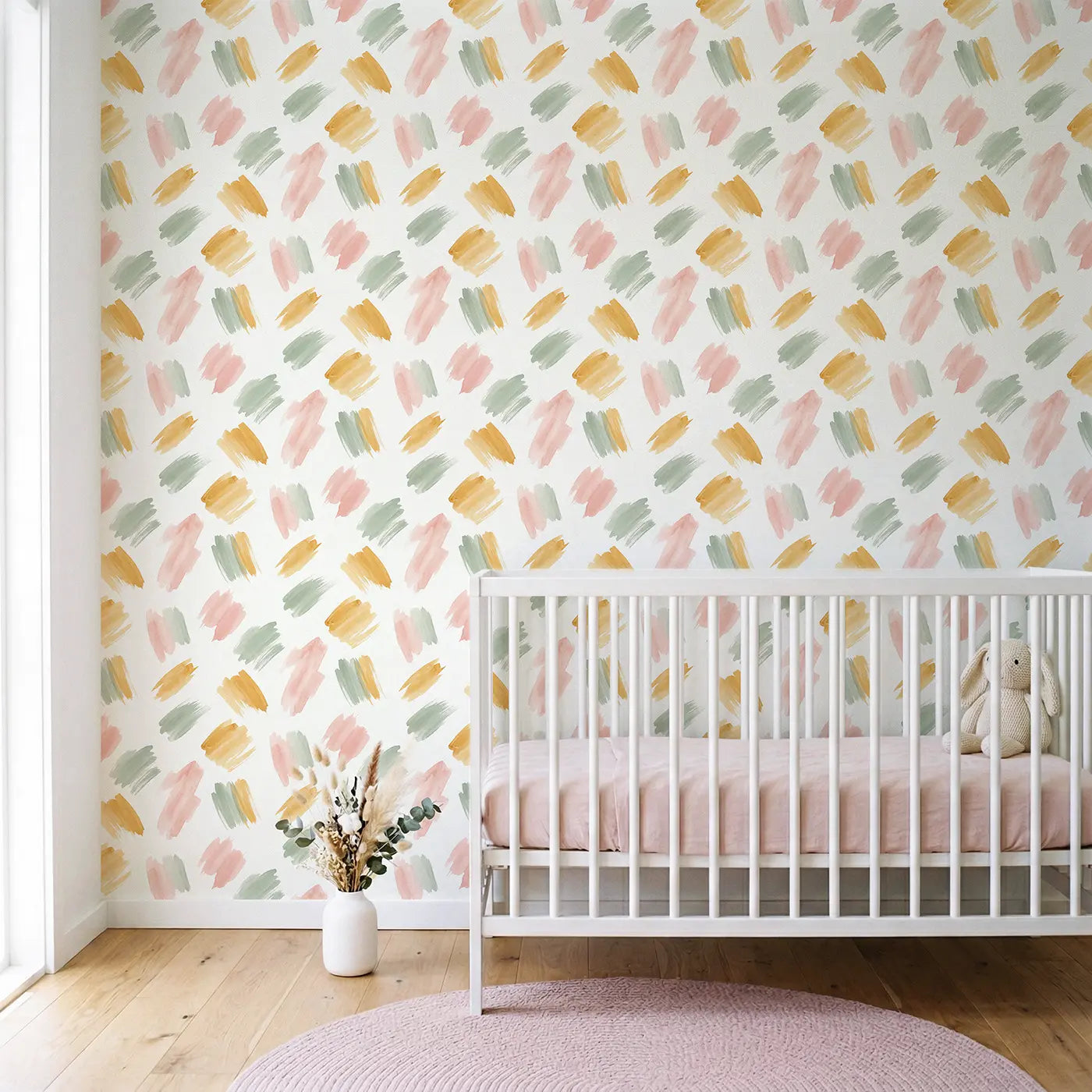 Loose Abstract Watercolor wallpaper in Scandinavian nursery - Whimsy Tots