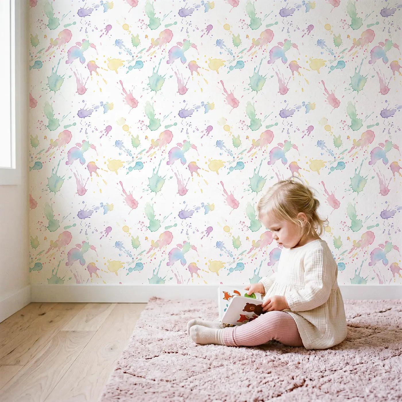 Paint Splatter Watercolor wallpaper in styled kids room - Whimsy Tots