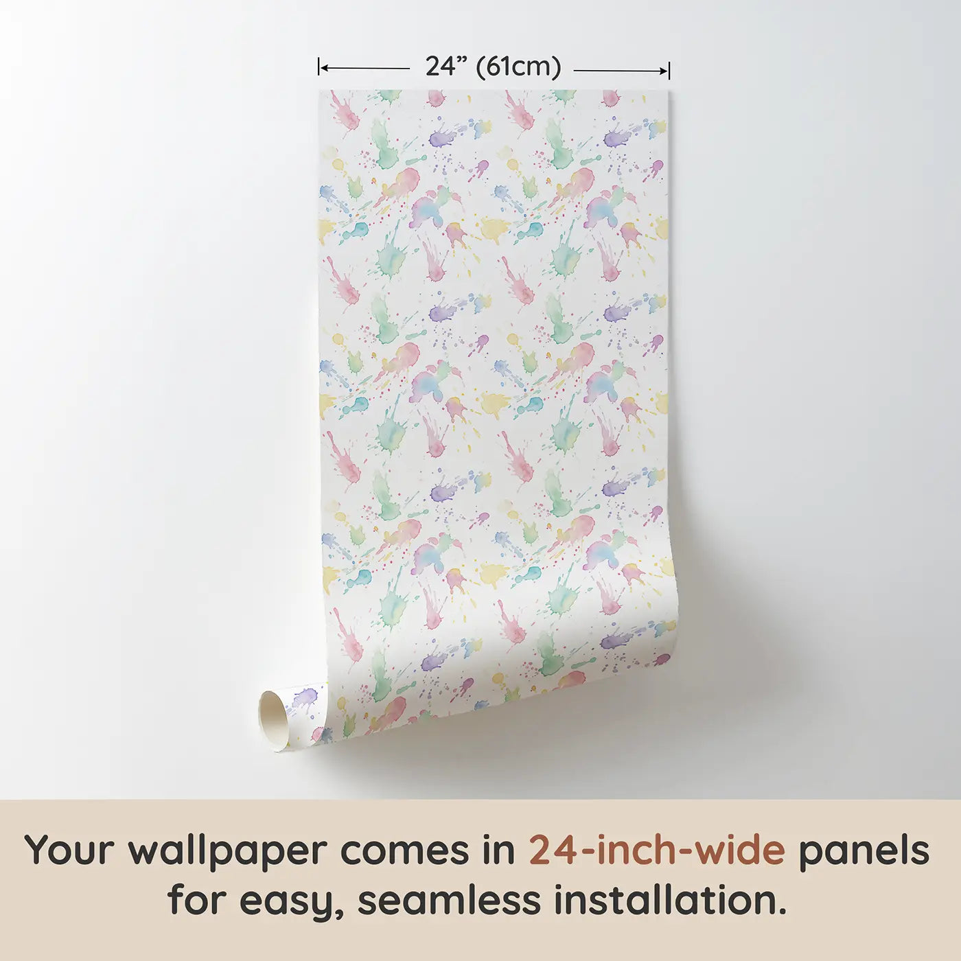 Paint Splatter Watercolor wallpaper panel dimensions - Whimsy Tots