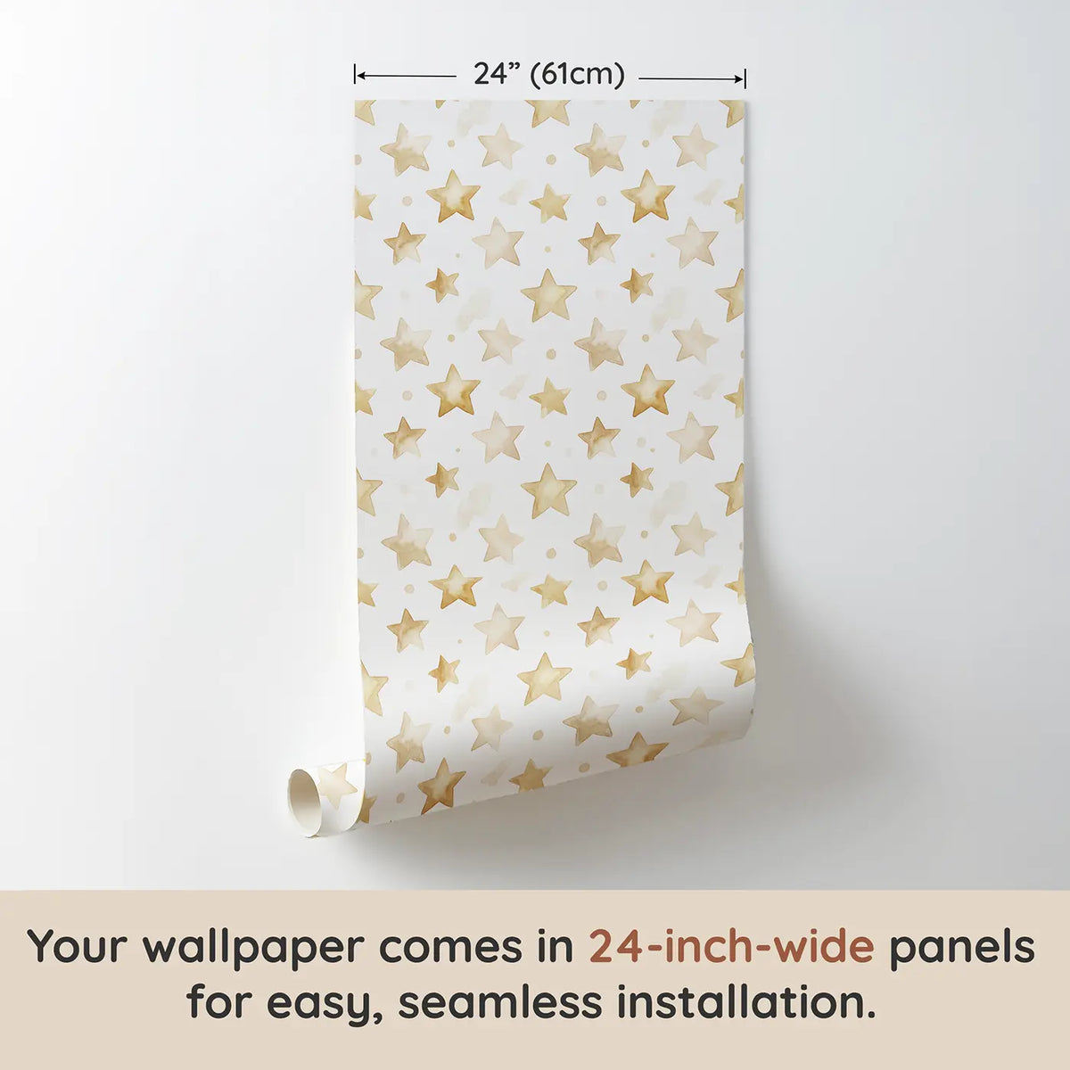 Scattered Stars Soft Watercolor wallpaper panel dimensions - Whimsy Tots