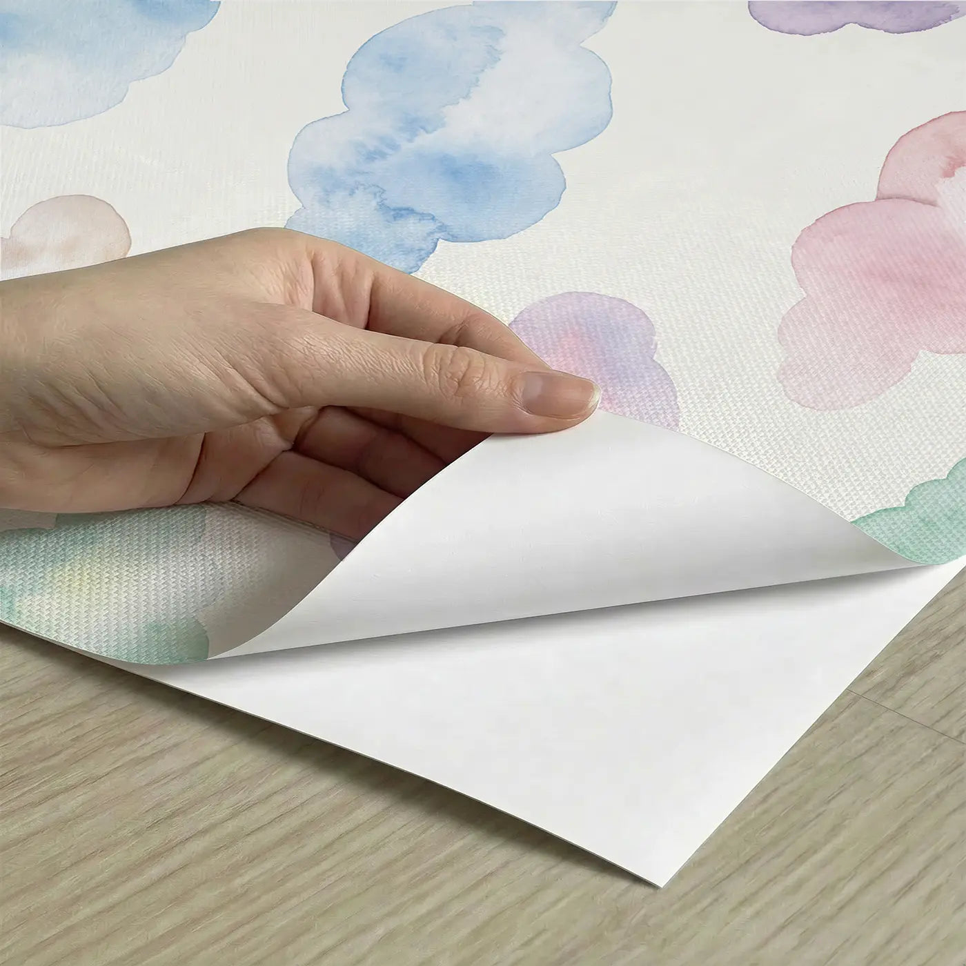 Abstract Cloud Watercolor peel and stick material close-up - Whimsy Tots