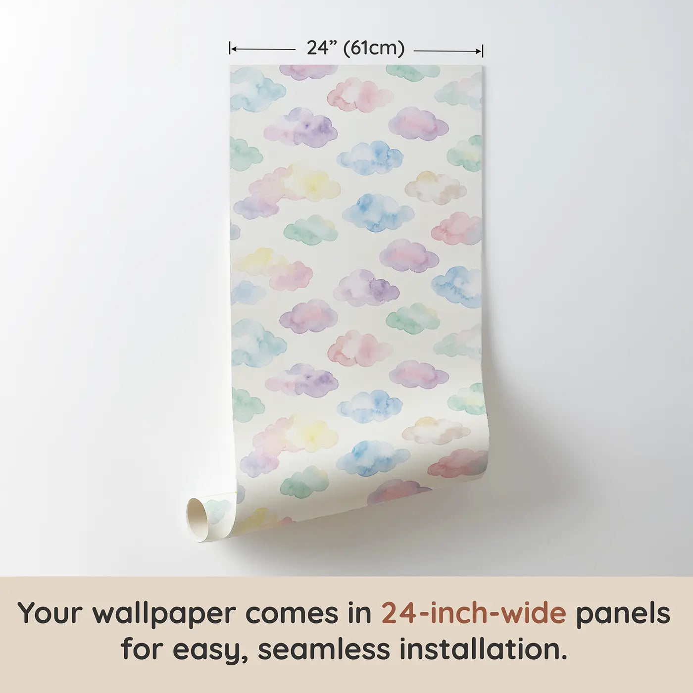 Abstract Cloud Watercolor wallpaper panel dimensions - Whimsy Tots