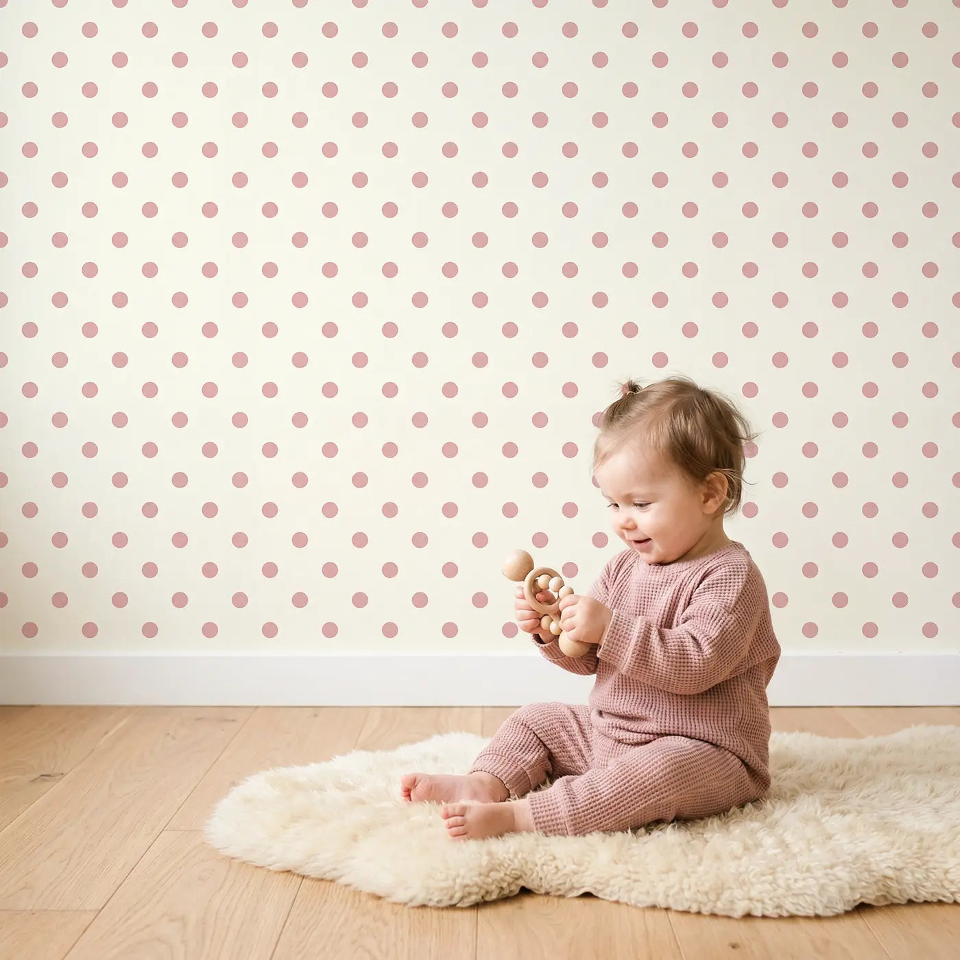 Polka Dots Even Geometric wallpaper in styled kids room - Whimsy Tots