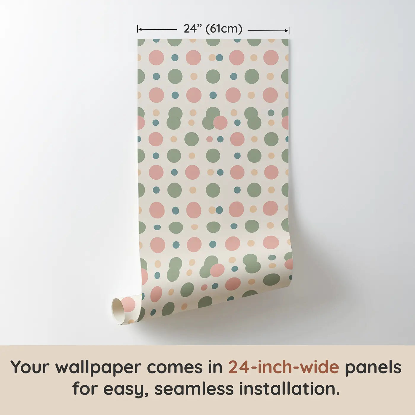 Polka Dots Alternating Geometric wallpaper panel dimensions - Whimsy Tots