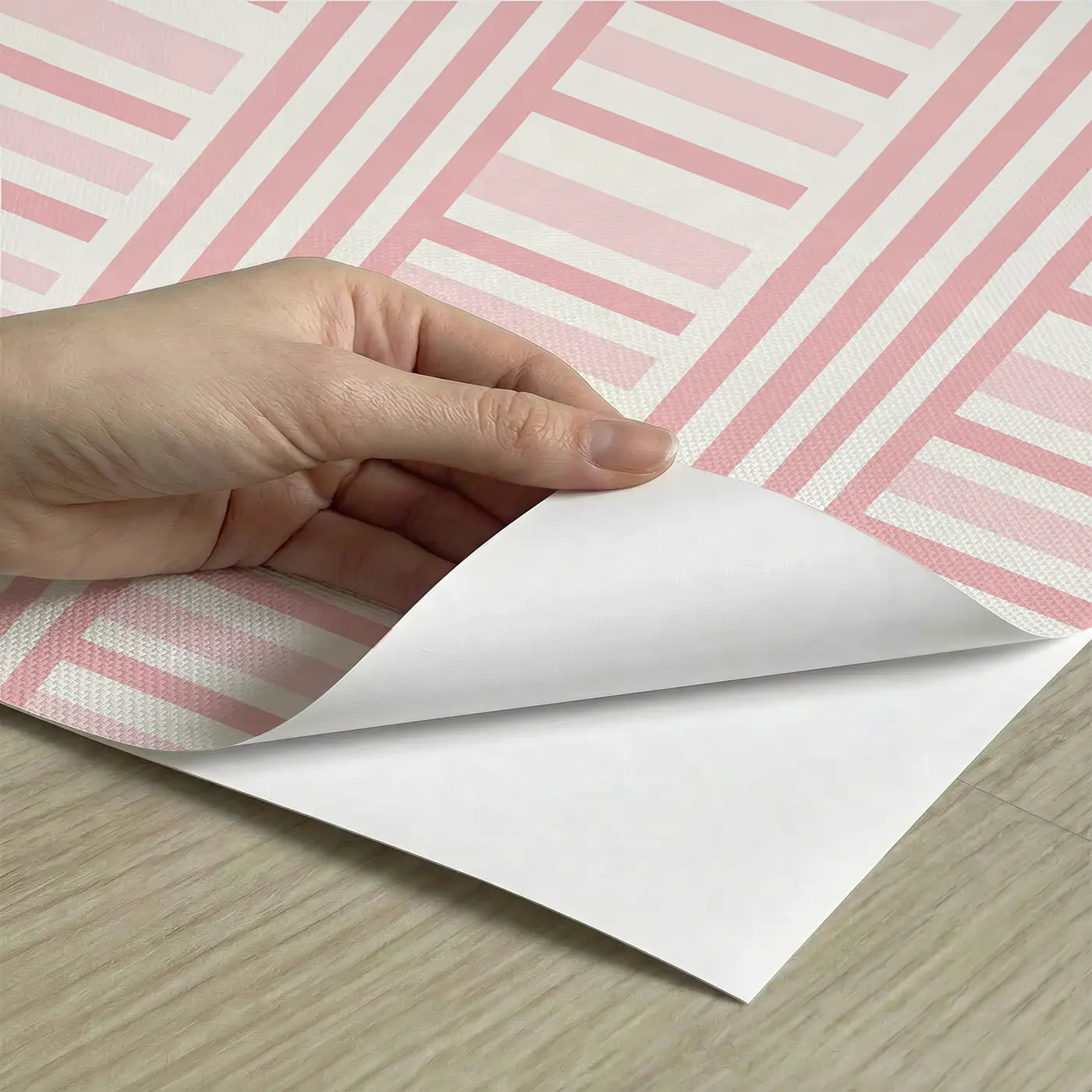 Even Stripe Soft Geometric peel and stick material close-up - Whimsy Tots