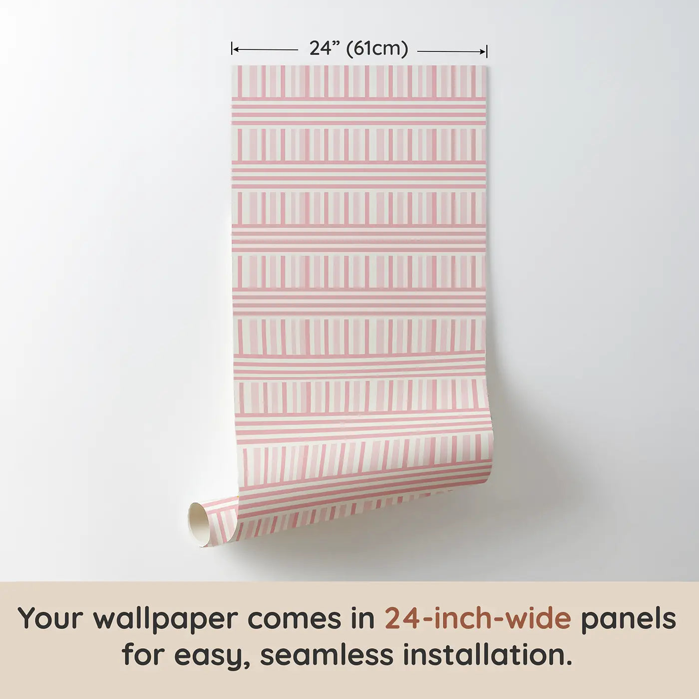 Even Stripe Soft Geometric wallpaper panel dimensions - Whimsy Tots