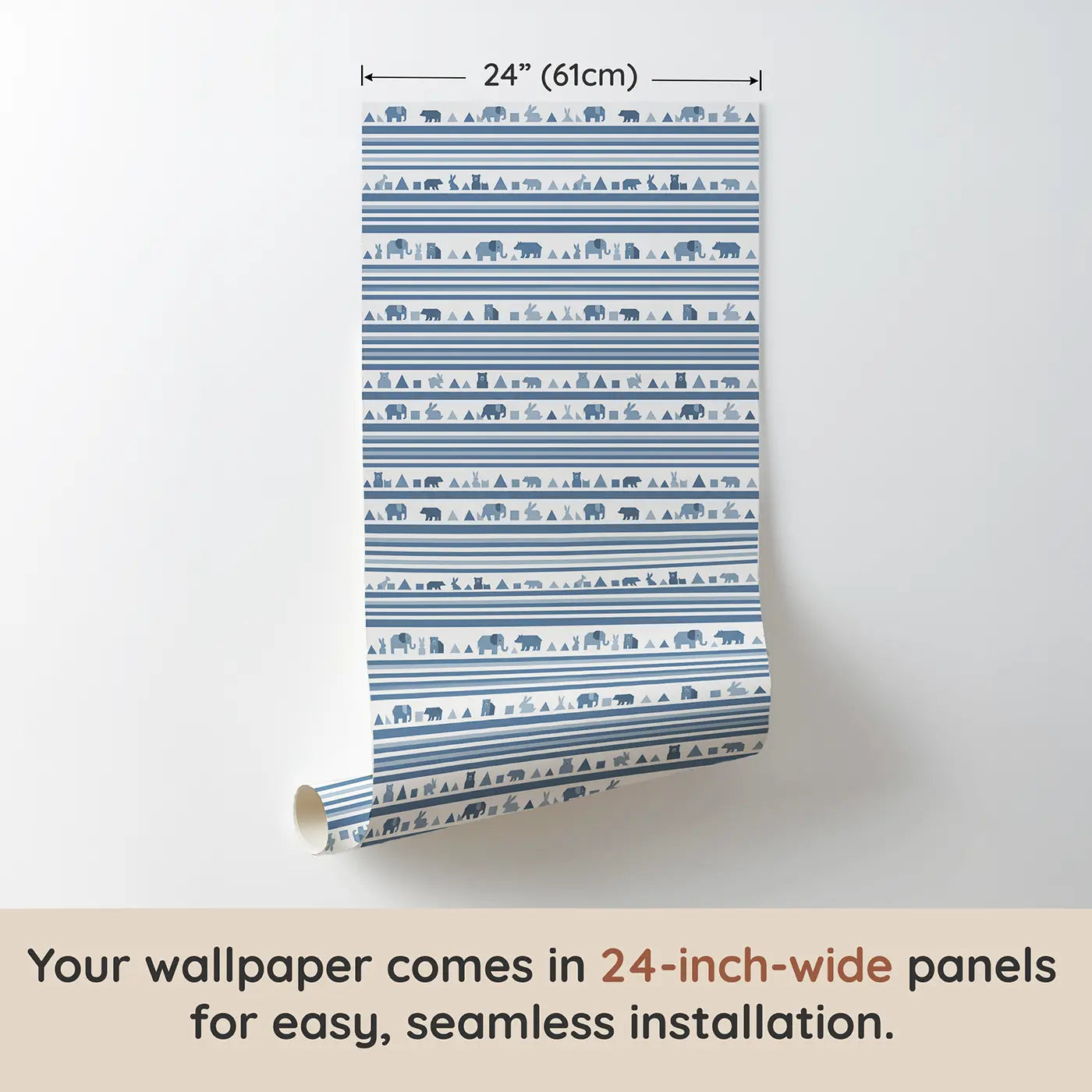 Even Stripe Dusty Geometric wallpaper panel dimensions - Whimsy Tots