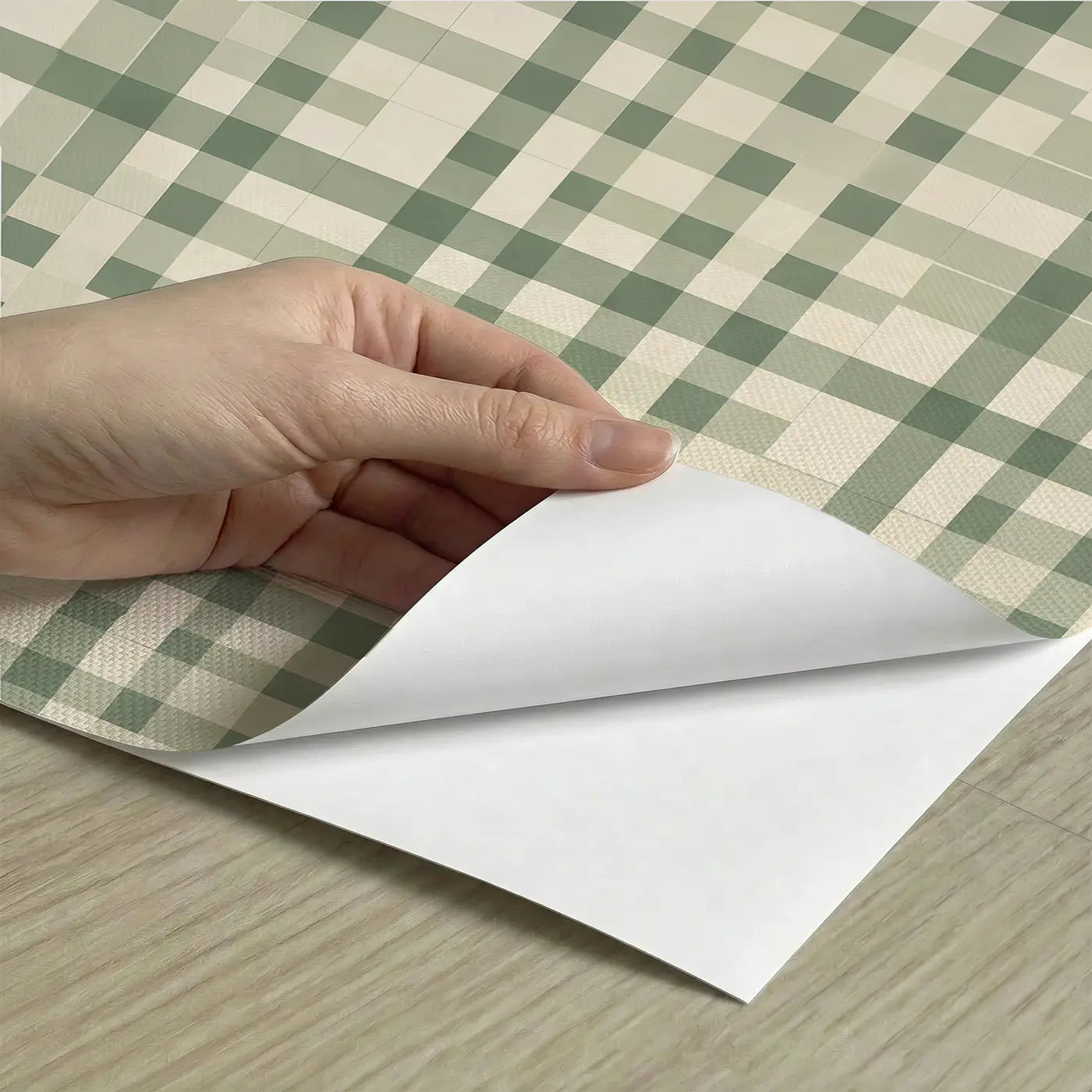 Gingham Check Geometric peel and stick material close-up - Whimsy Tots