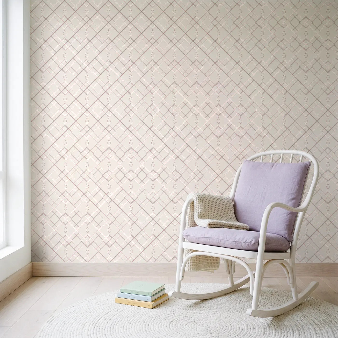 Diamond Lattice Geometric wallpaper in Scandinavian nursery - Whimsy Tots