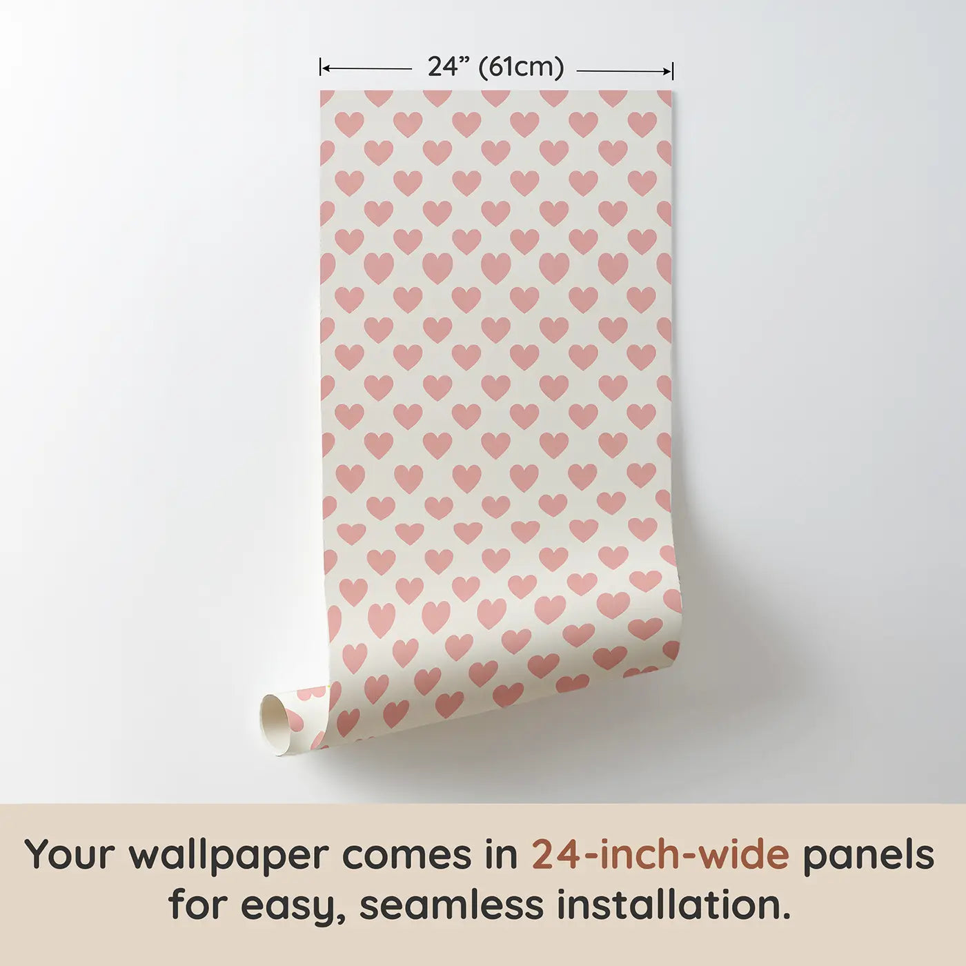 Simple Heart Geometric wallpaper panel dimensions - Whimsy Tots