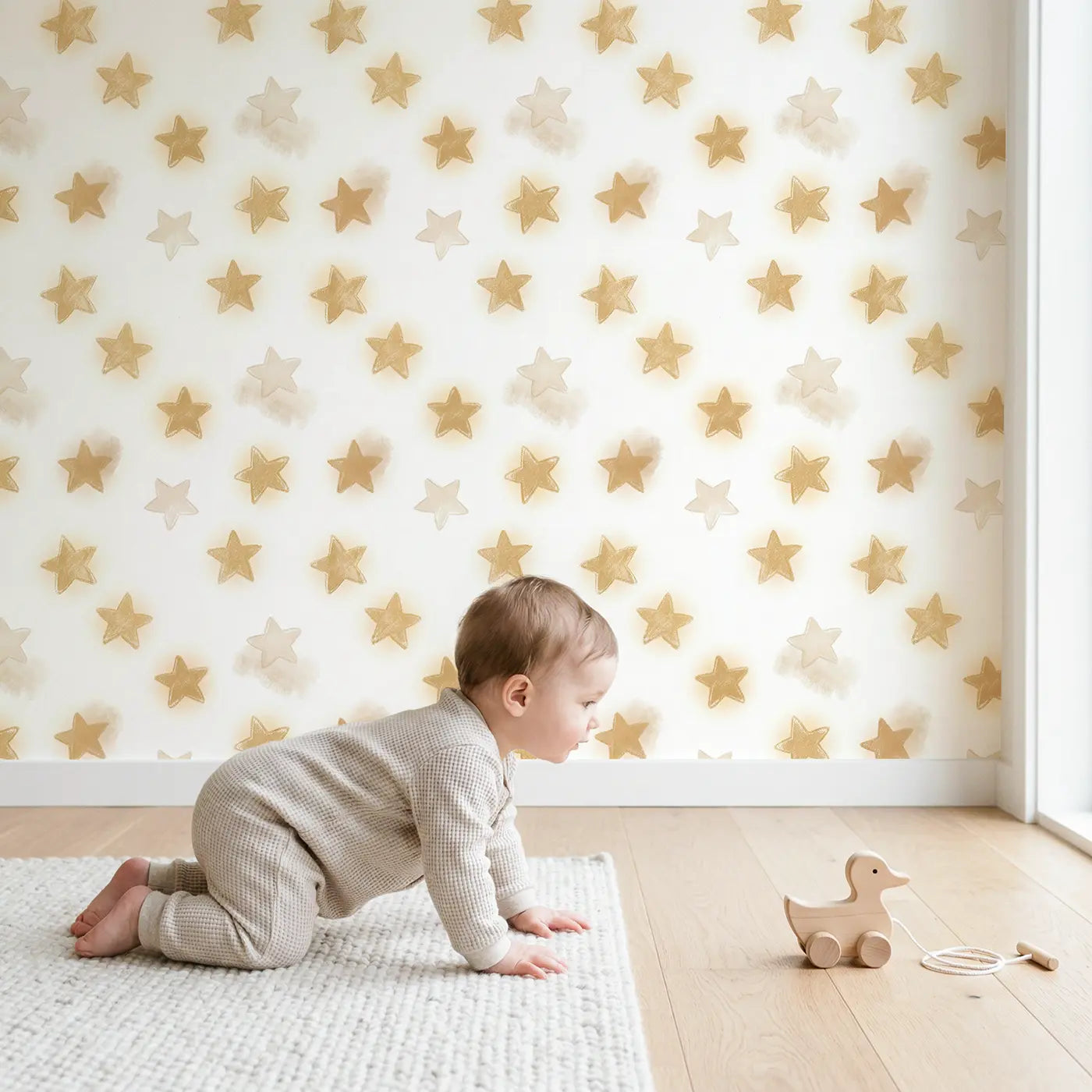 Star Scatter Soft Pastel wallpaper in styled kids room - Whimsy Tots