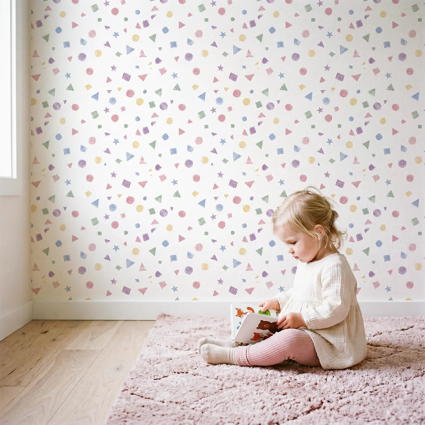 Confetti Scatter Soft Pastel wallpaper in styled kids room - Whimsy Tots