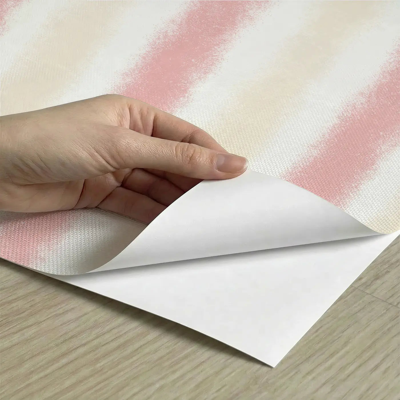 Stripes Blush Soft Pastel peel and stick material close-up - Whimsy Tots