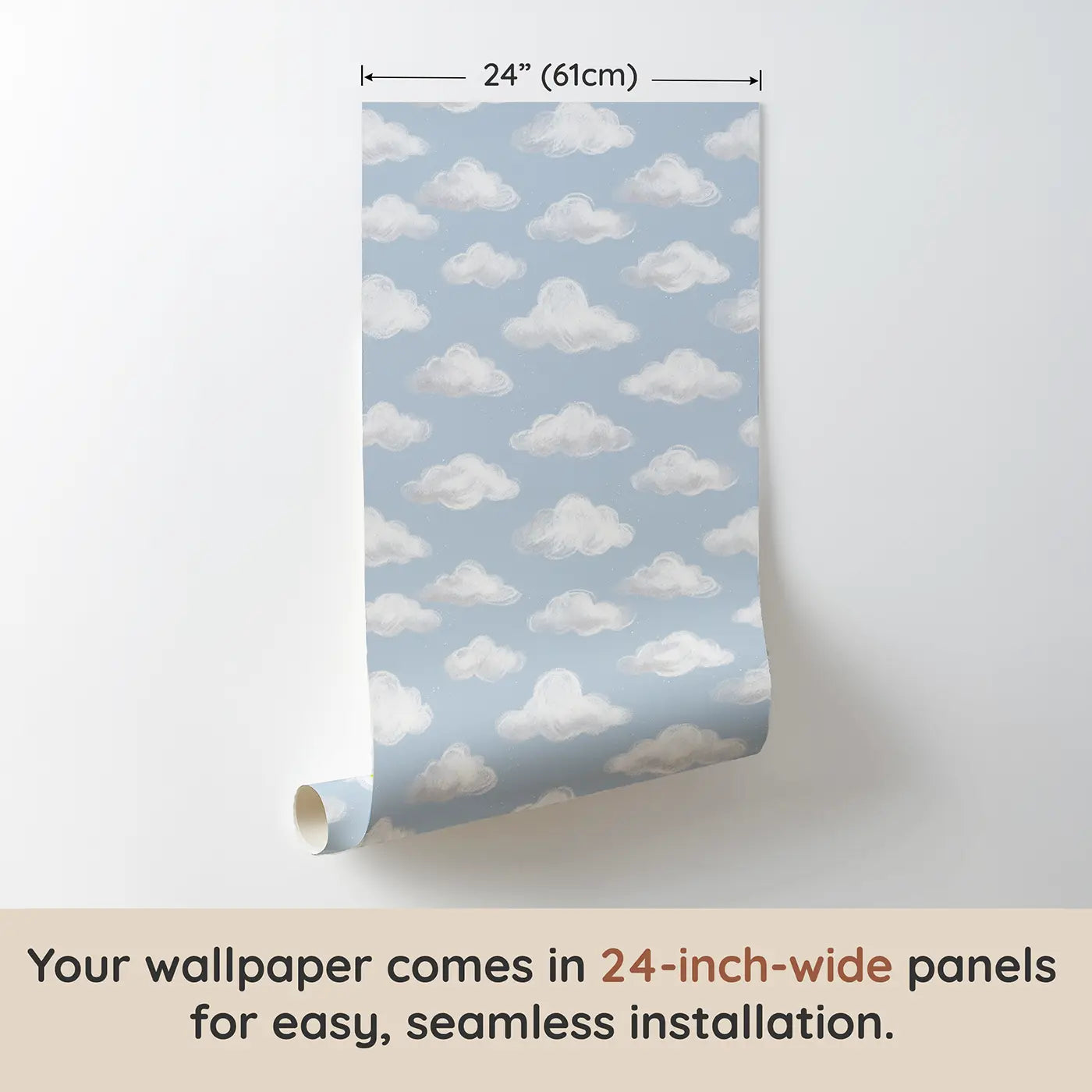 Chalk-Drawn Scattered Soft Pastel wallpaper panel dimensions - Whimsy Tots