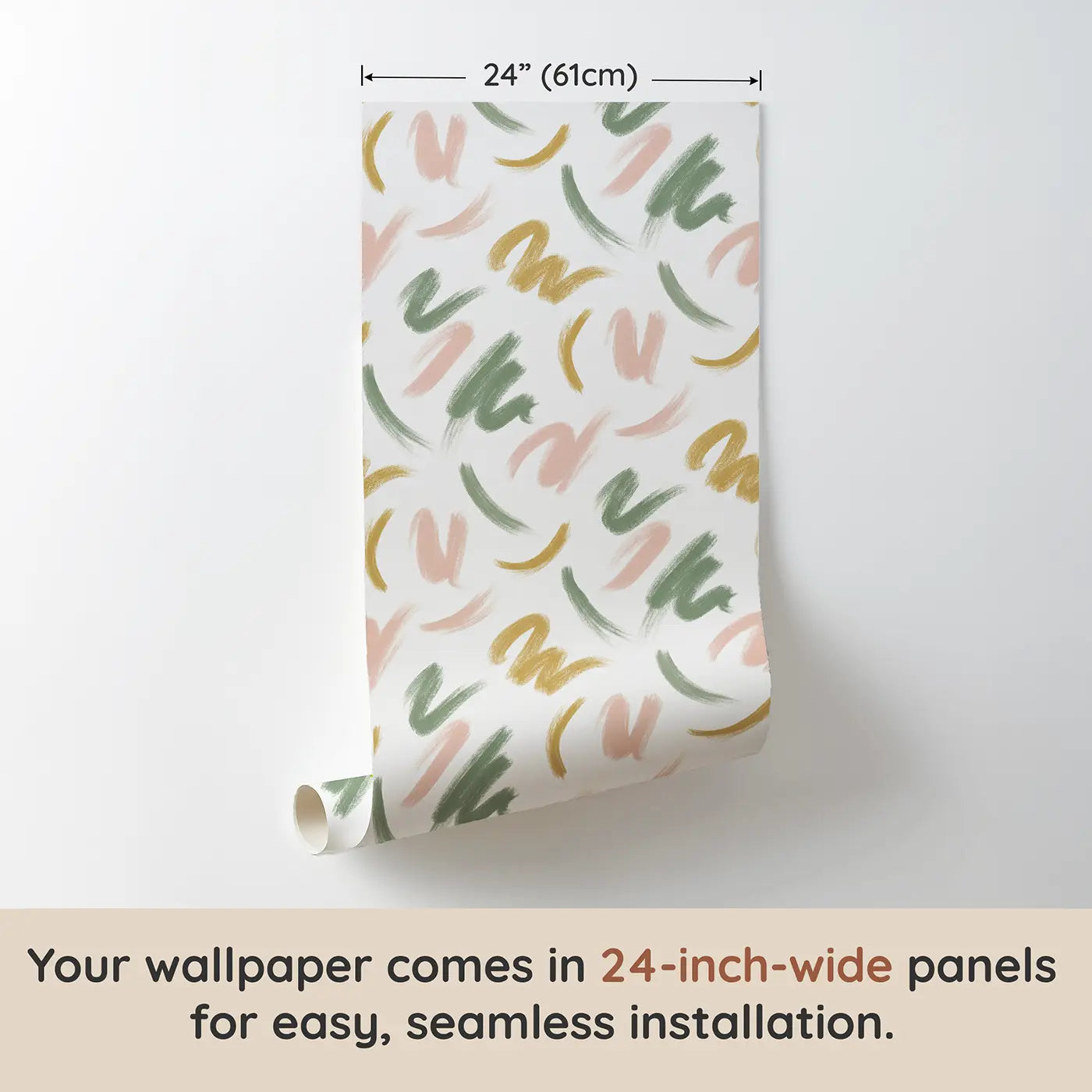 Brushstroke Marks Soft Pastel wallpaper panel dimensions - Whimsy Tots