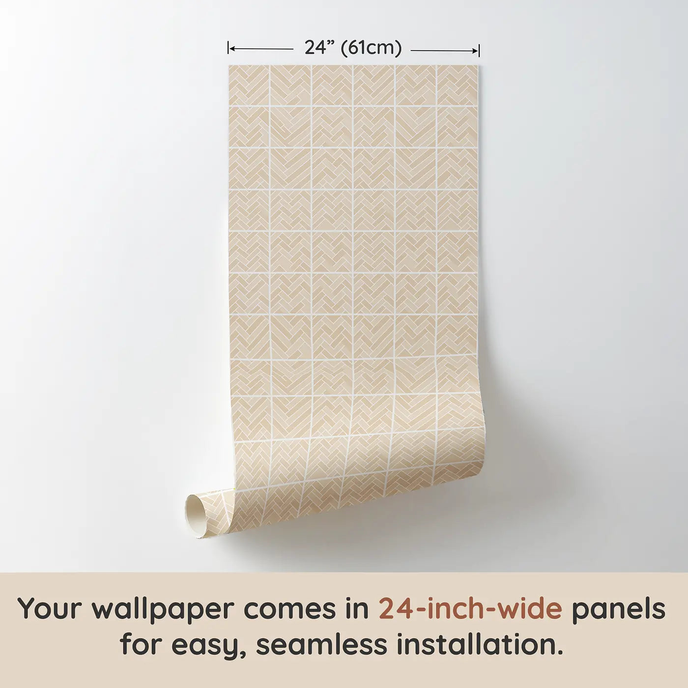Herringbone Weave Geometric wallpaper panel dimensions - Whimsy Tots