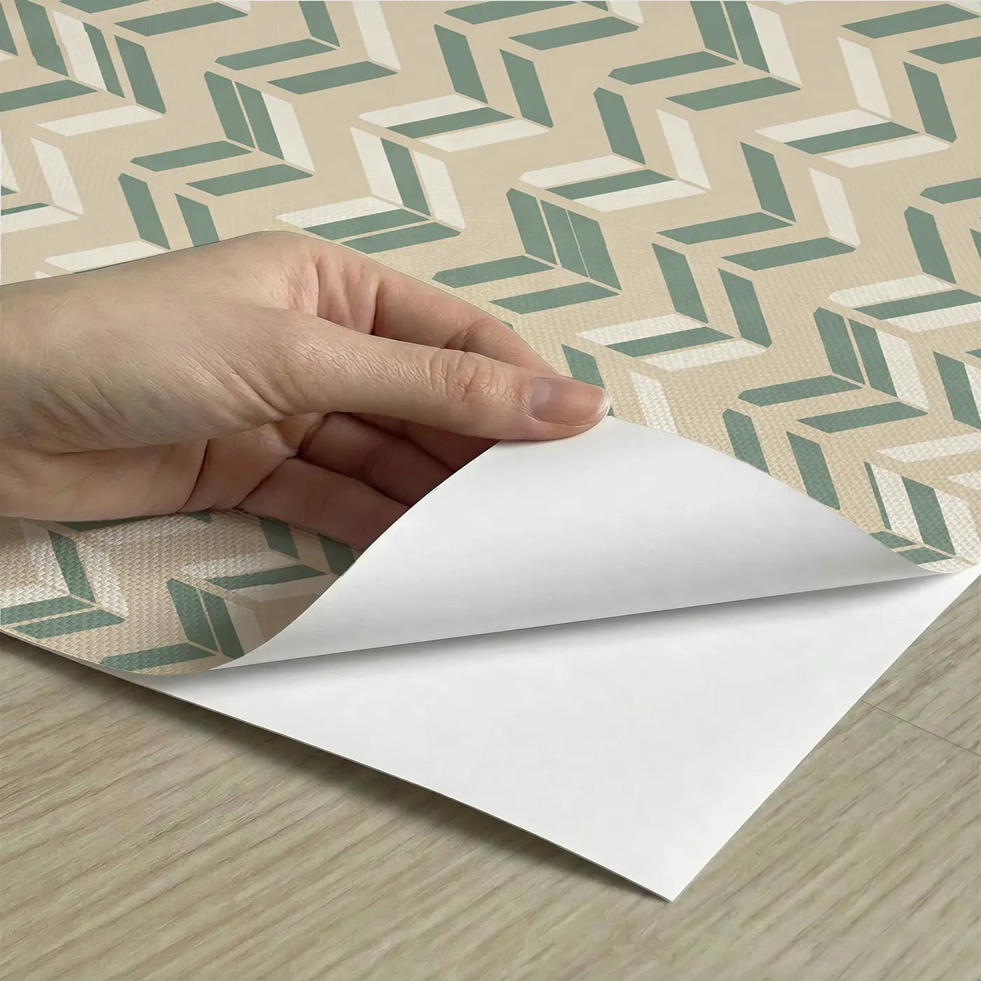 Herringbone Dusty Geometric peel and stick material close-up - Whimsy Tots