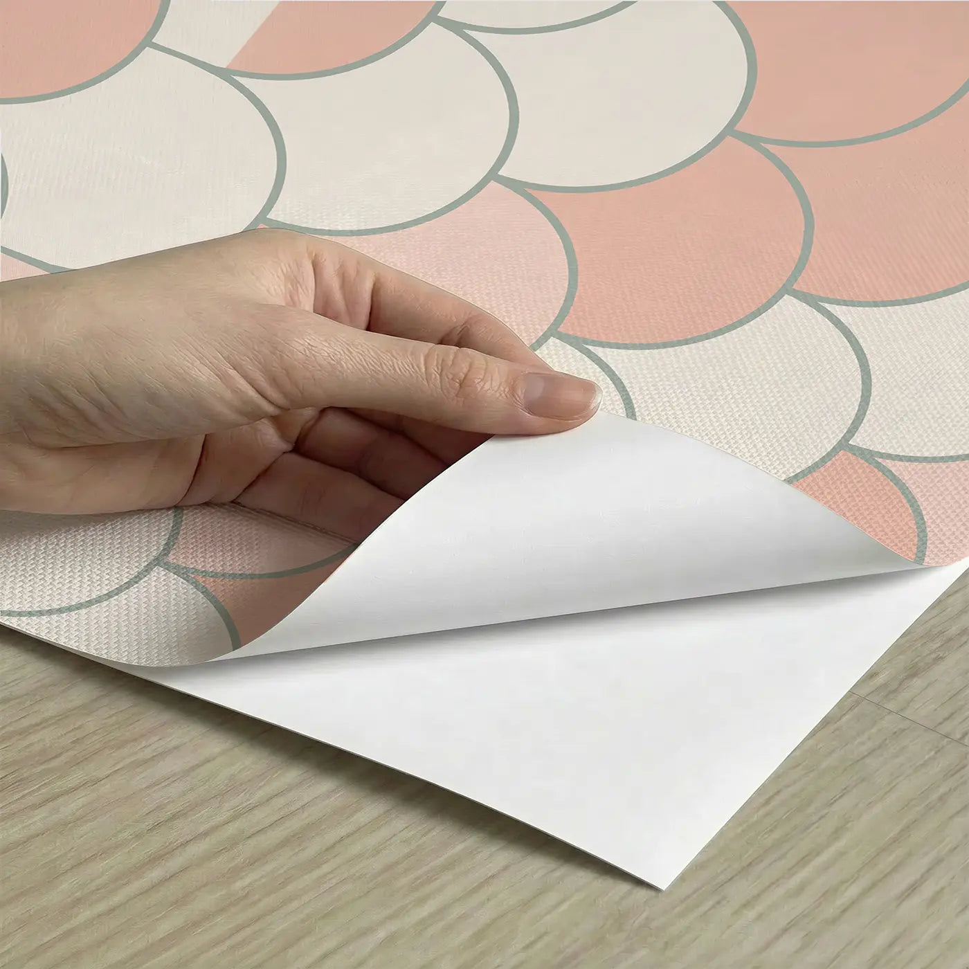 Scallop Fan Tiles Geometric peel and stick material close-up - Whimsy Tots