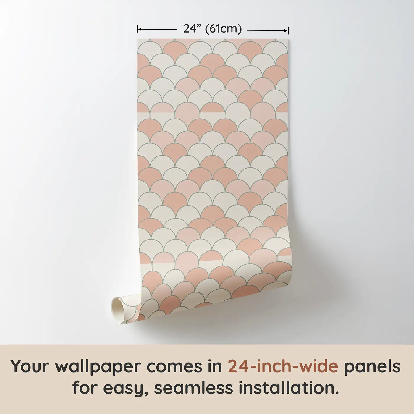 Scallop Fan Tiles Geometric wallpaper panel dimensions - Whimsy Tots