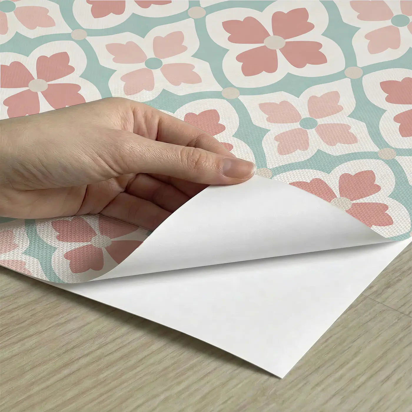 Moroccan Quatrefoil Geometric peel and stick material close-up - Whimsy Tots