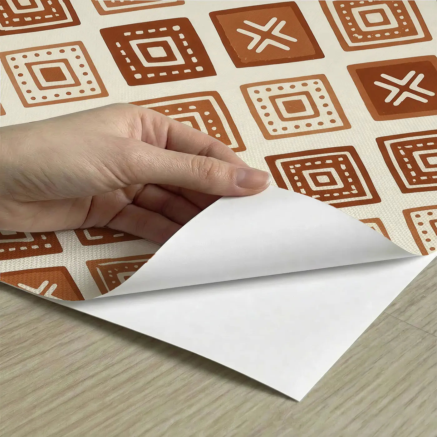 Mudcloth Diamond Geometric peel and stick material close-up - Whimsy Tots