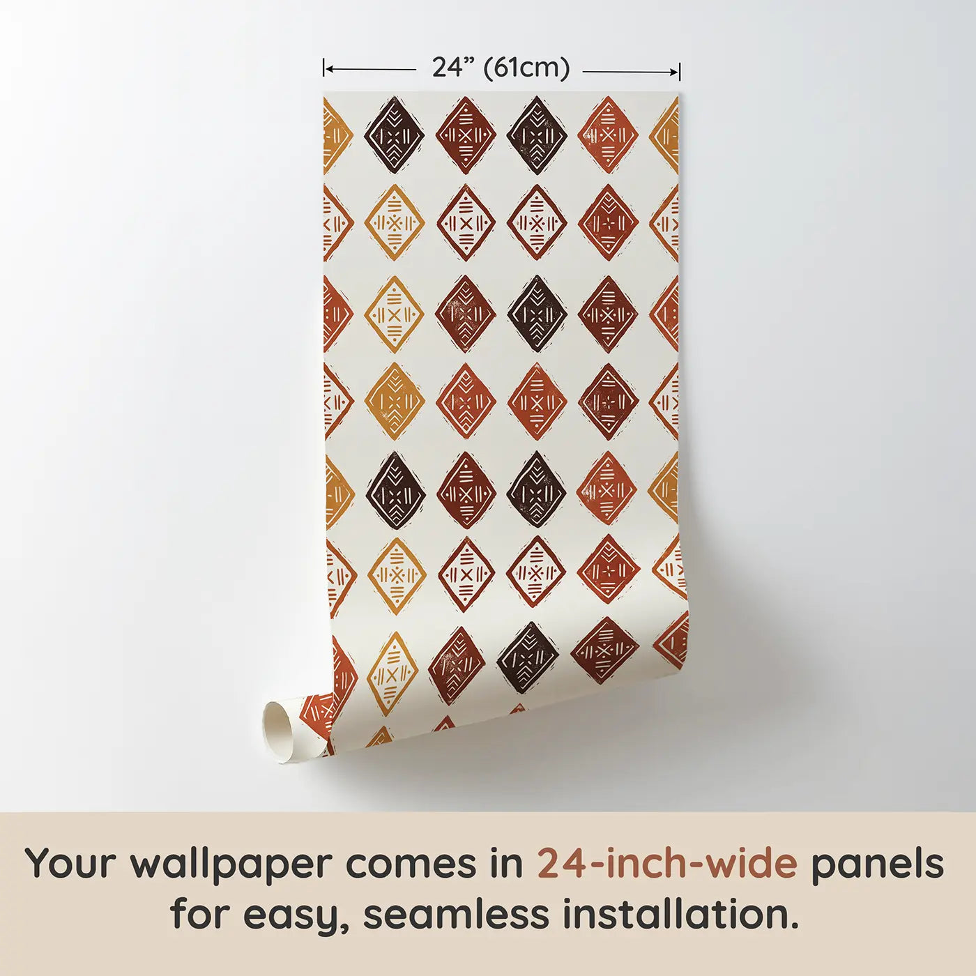 Hand-Stamped Mudcloth Block Print wallpaper panel dimensions - Whimsy Tots