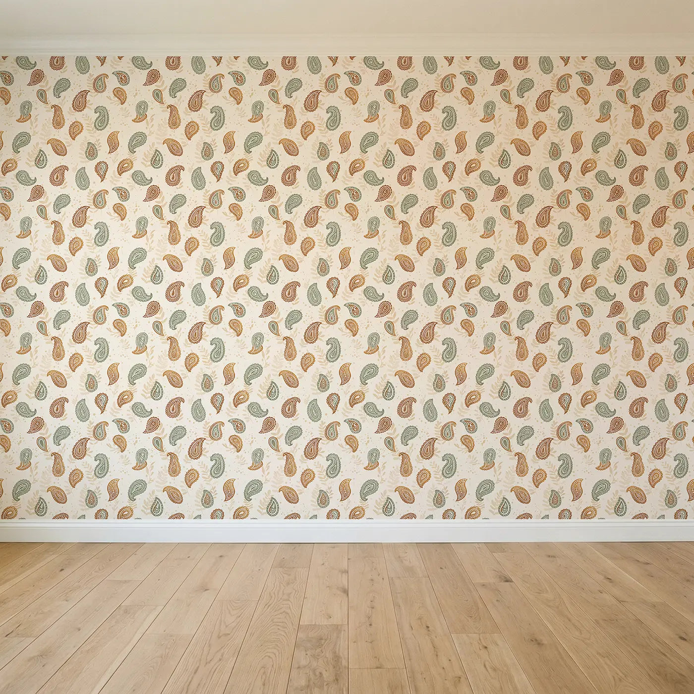 Paisley Warm Block Print seamless wallpaper full pattern - Whimsy Tots