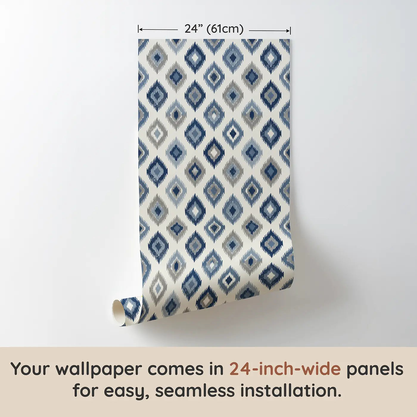 Ikat Diamond Block Print wallpaper panel dimensions - Whimsy Tots