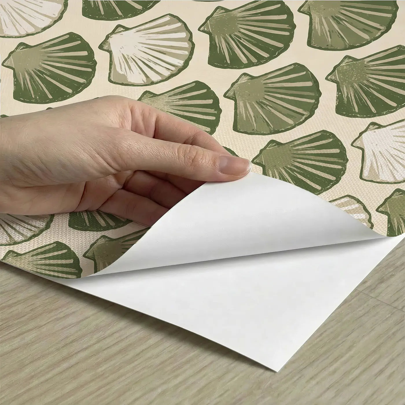 Scallop Fan Block Print peel and stick material close-up - Whimsy Tots