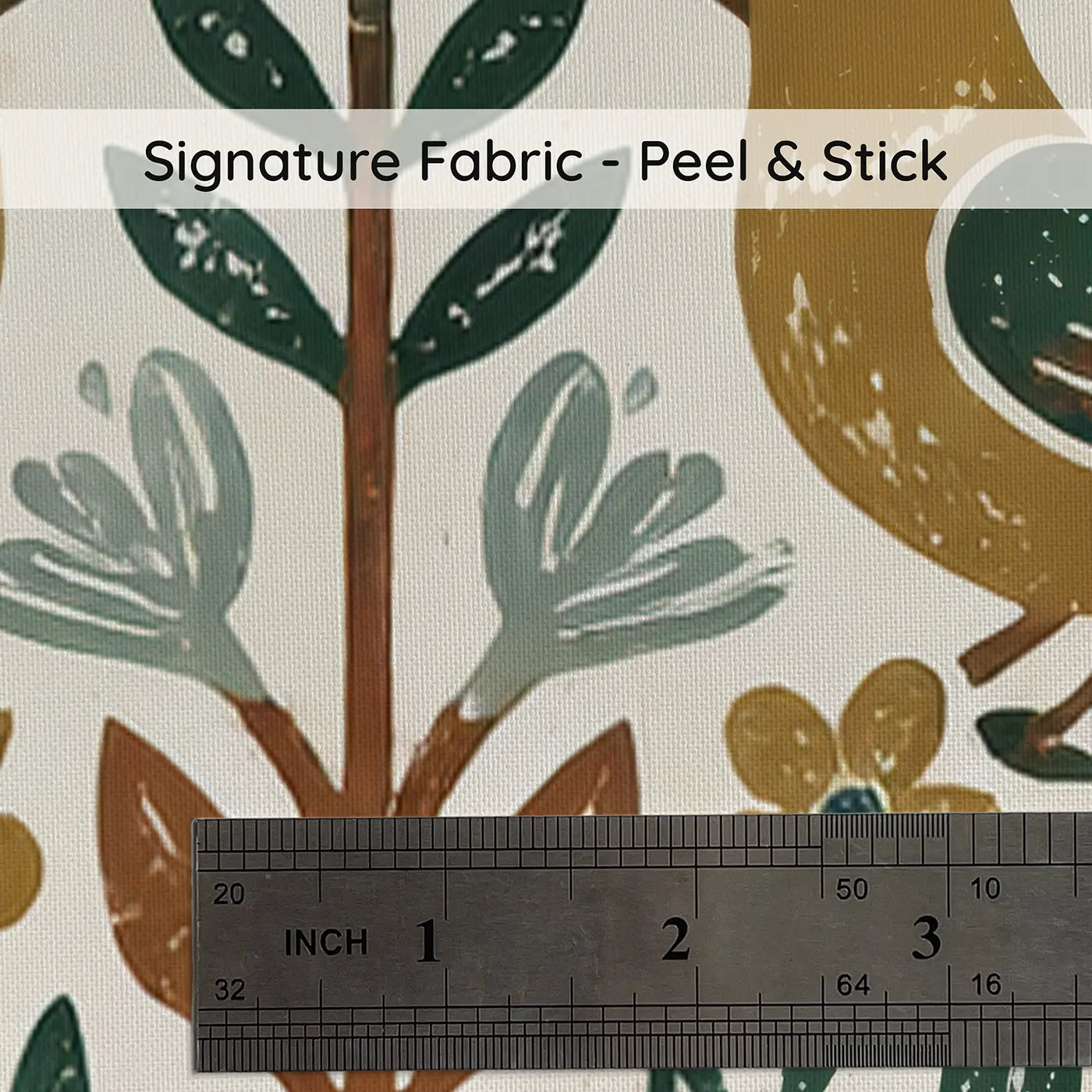 Folk Art Bird Block Print on peel and stick fabric - Whimsy Tots