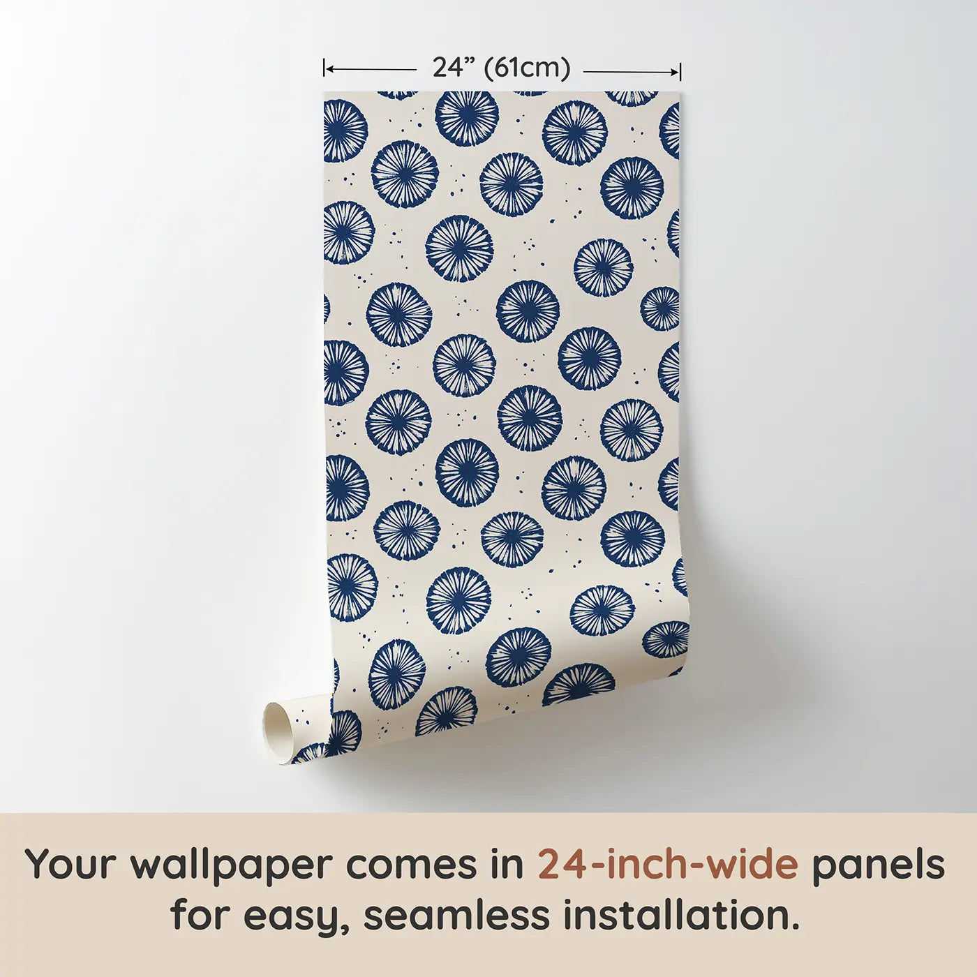 Shibori Circle Block Print wallpaper panel dimensions - Whimsy Tots