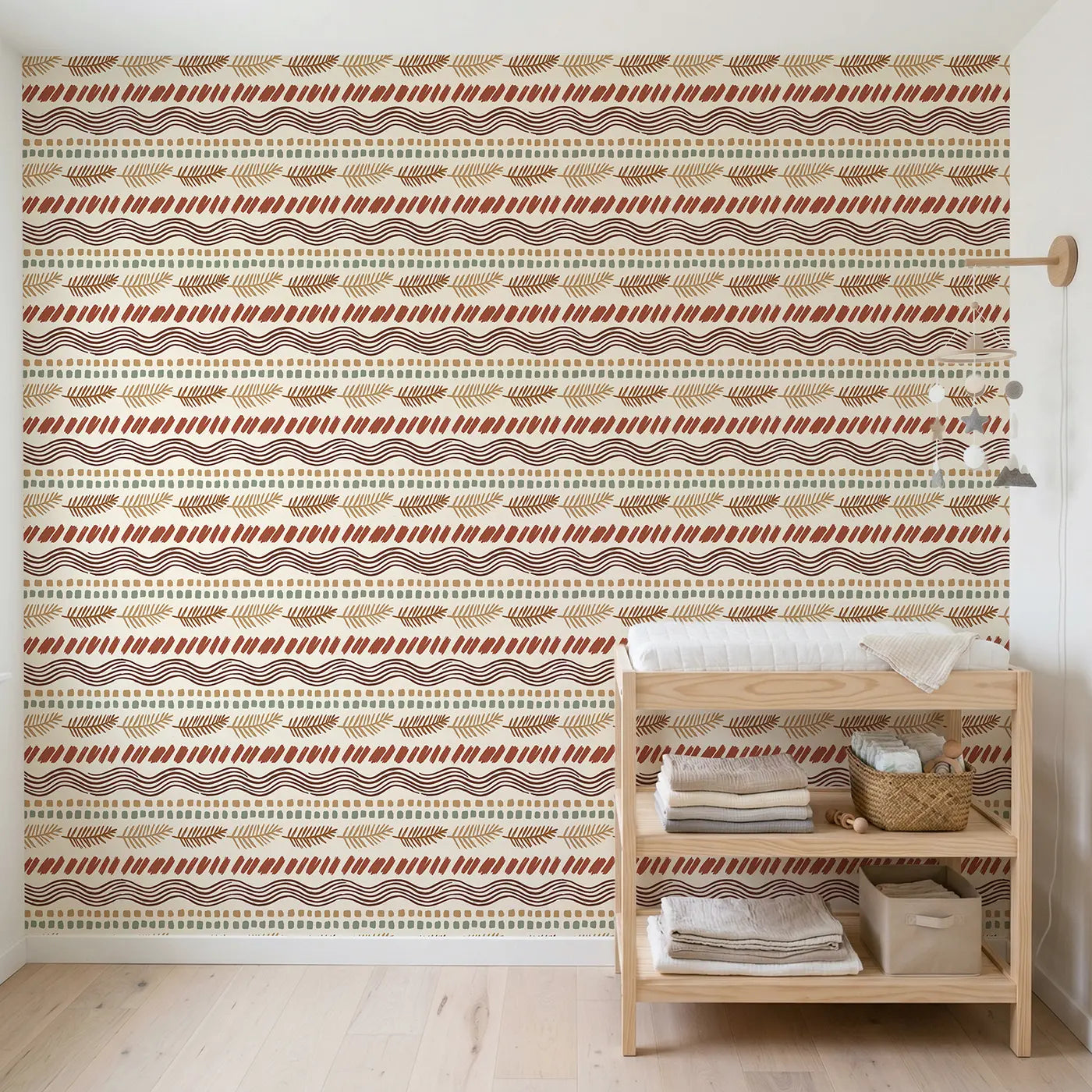 Abstract Brushstroke Block Print wallpaper in Scandinavian nursery - Whimsy Tots