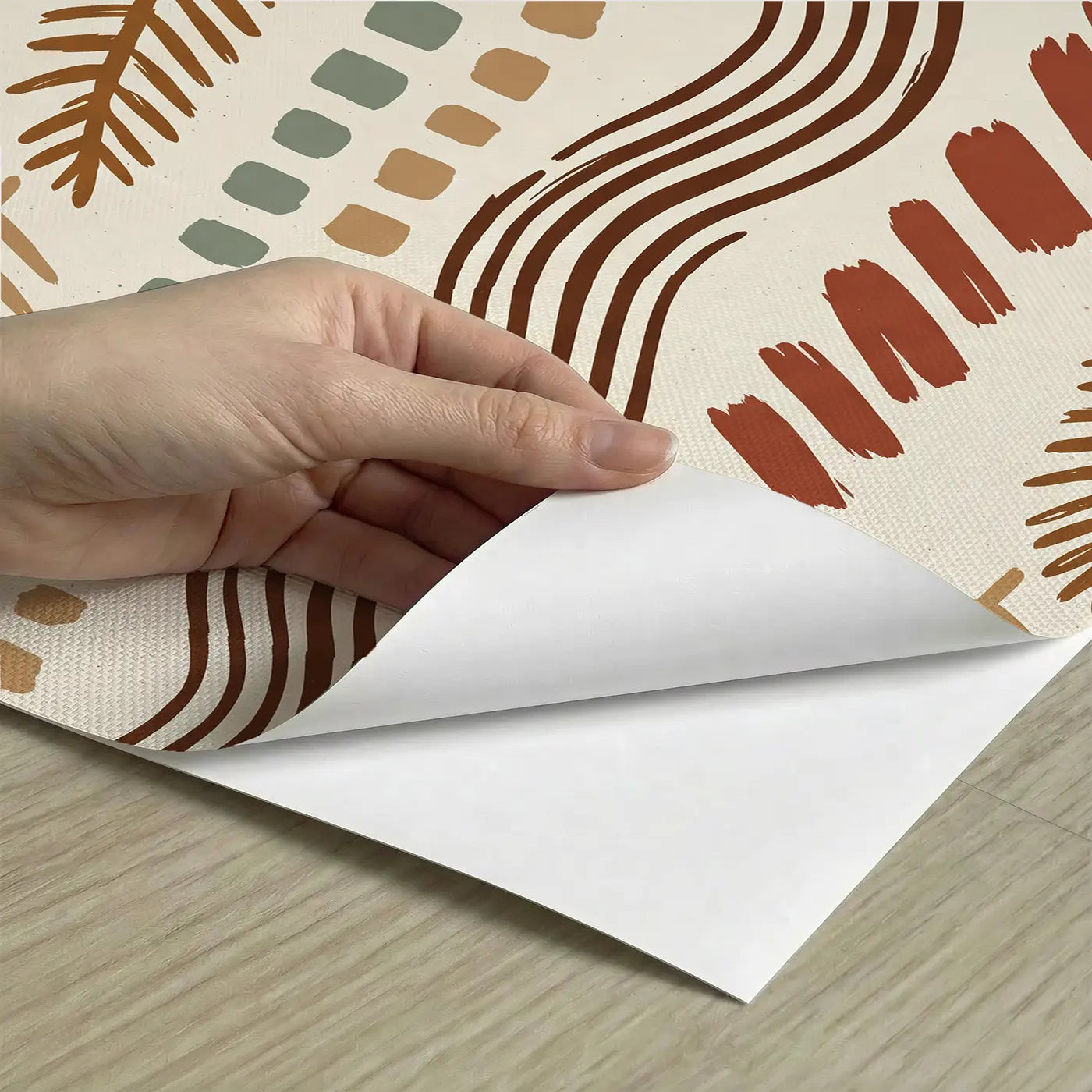 Abstract Brushstroke Block Print peel and stick material close-up - Whimsy Tots