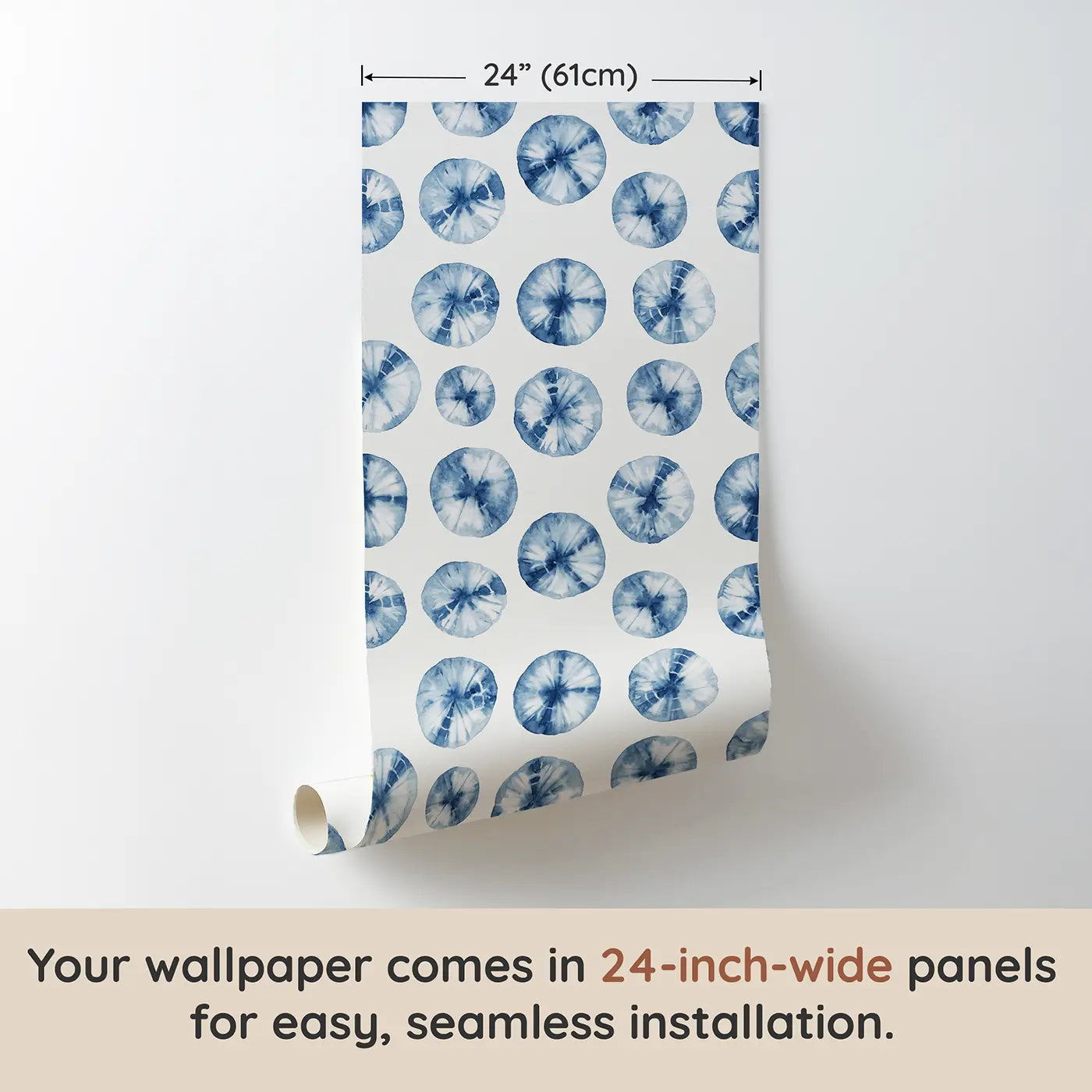 Shibori Indigo Watercolor wallpaper panel dimensions - Whimsy Tots